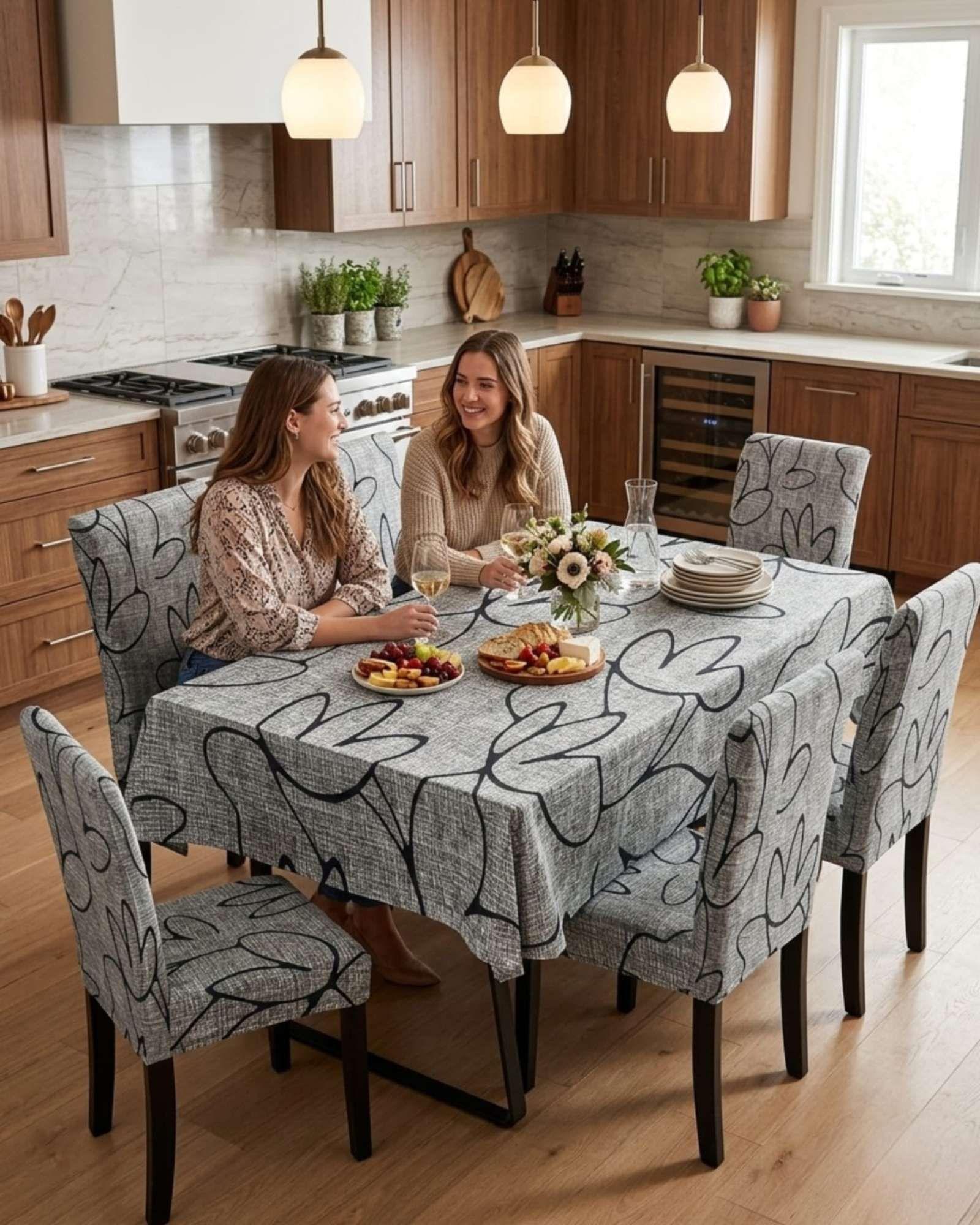 Juego De Mantel Antimanchas 140x220 + 6 Fundas De Silla 04-4