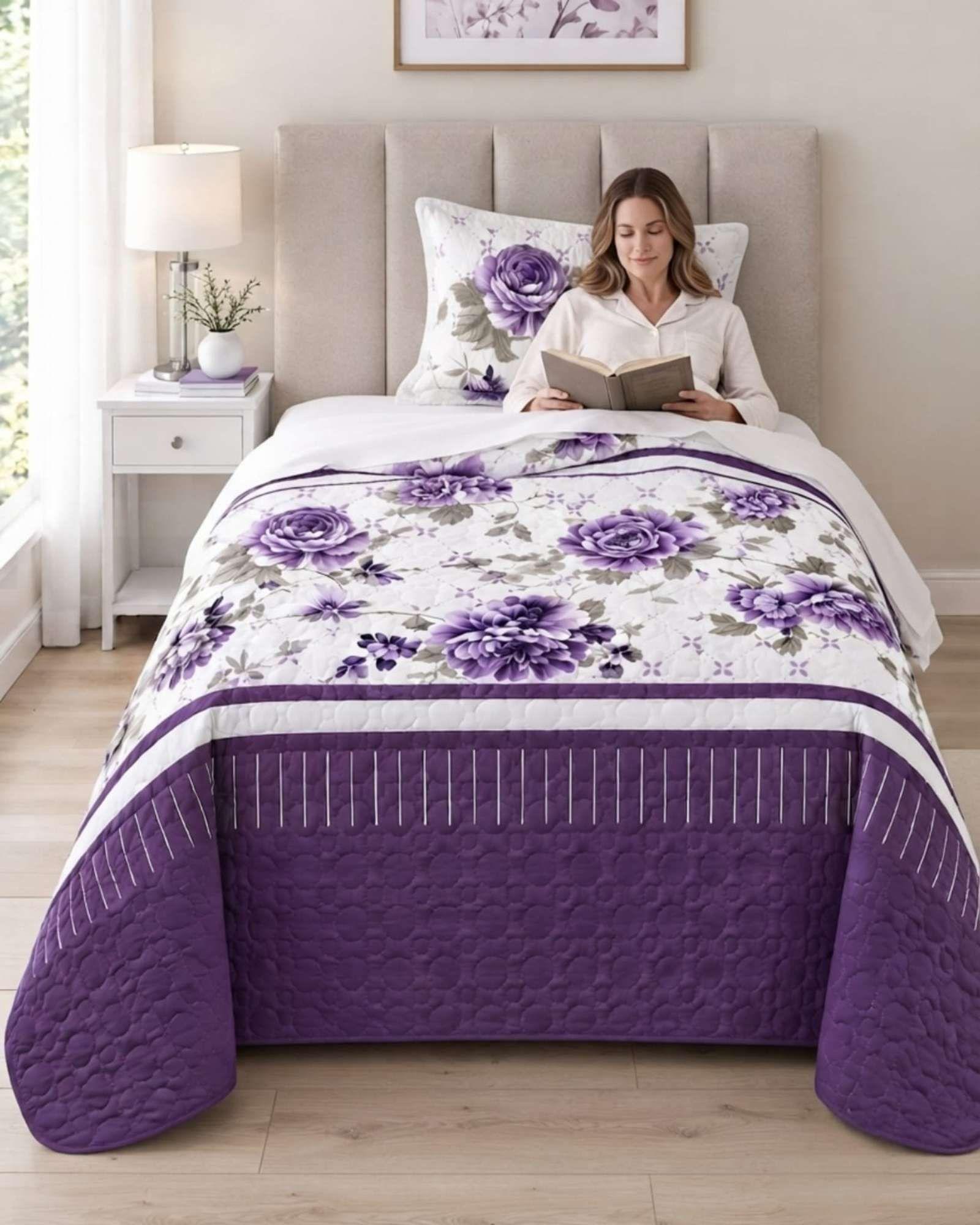 Juego Cubrecama Quilt Verano 1.5 Plazas + Juego De Sábanas 08-3