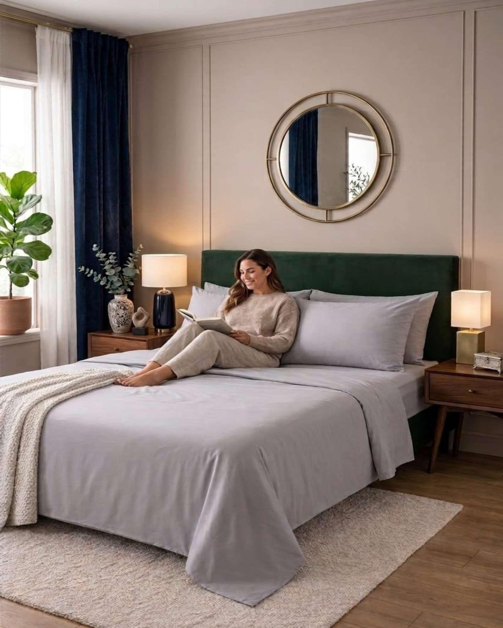 Juego de Sabanas 800 Hilos Estilo Americano Super king gris-3