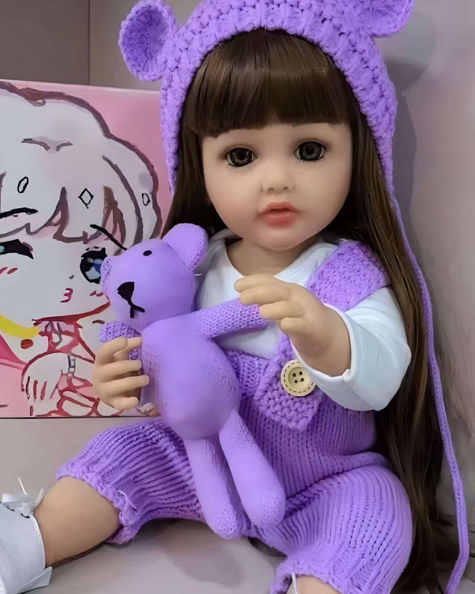 MUÑECA BEBÉ REALISTA DE 55 CM 100% SILICON CON VESTIDO W2-3