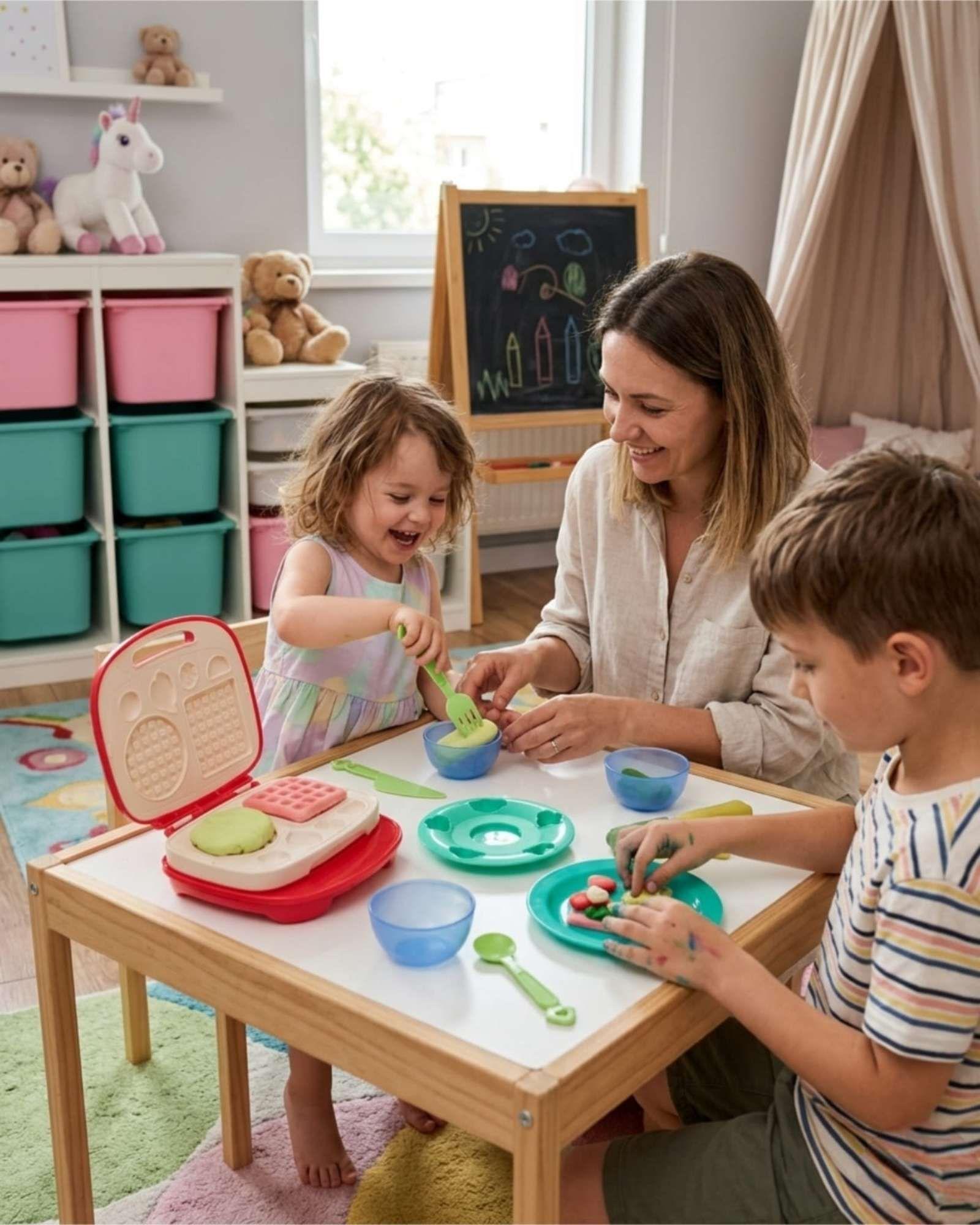 Máquina De Waffles Infantil Con Masas Y Moldes Didácticos-0