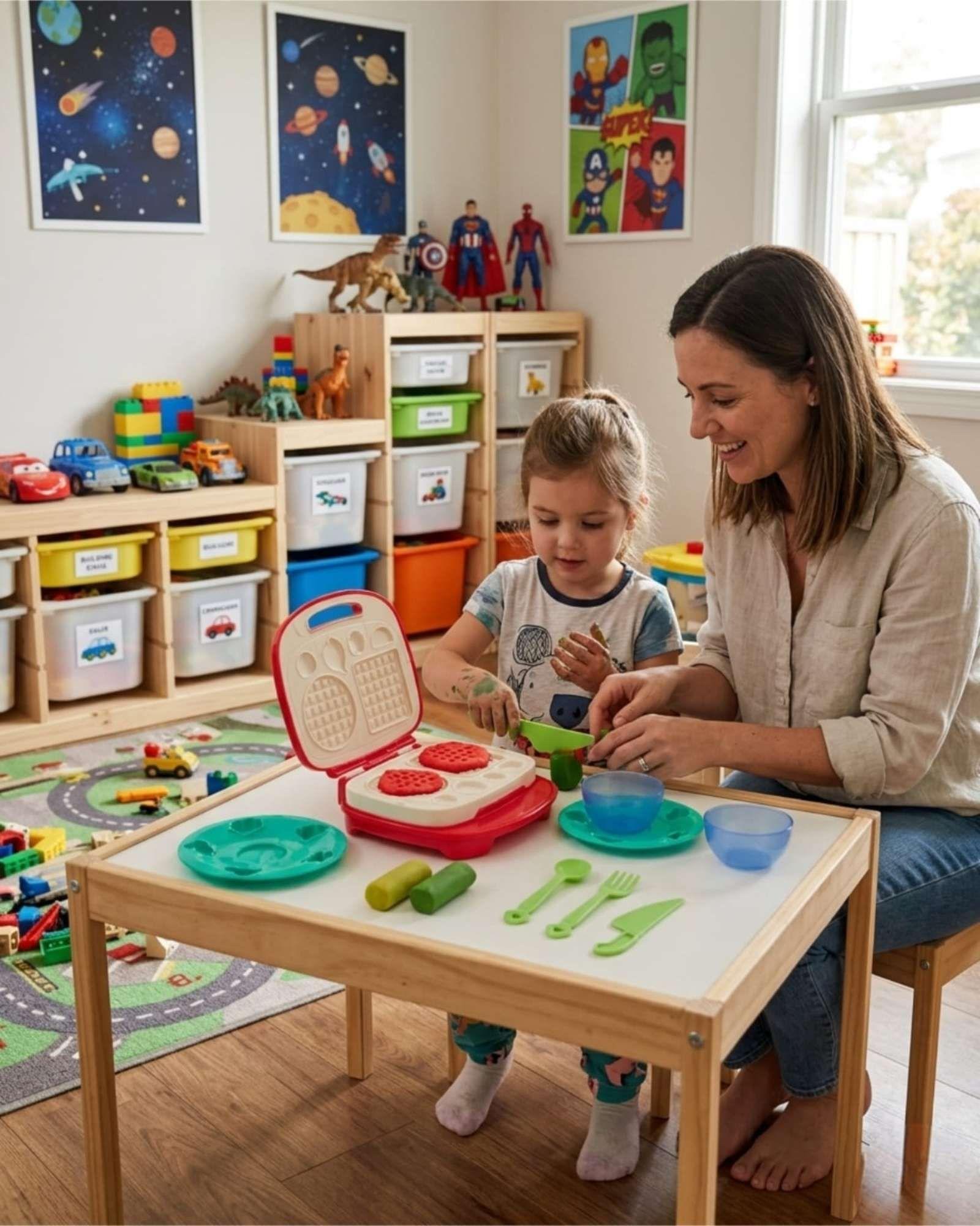 Máquina De Waffles Infantil Con Masas Y Moldes Didácticos-3