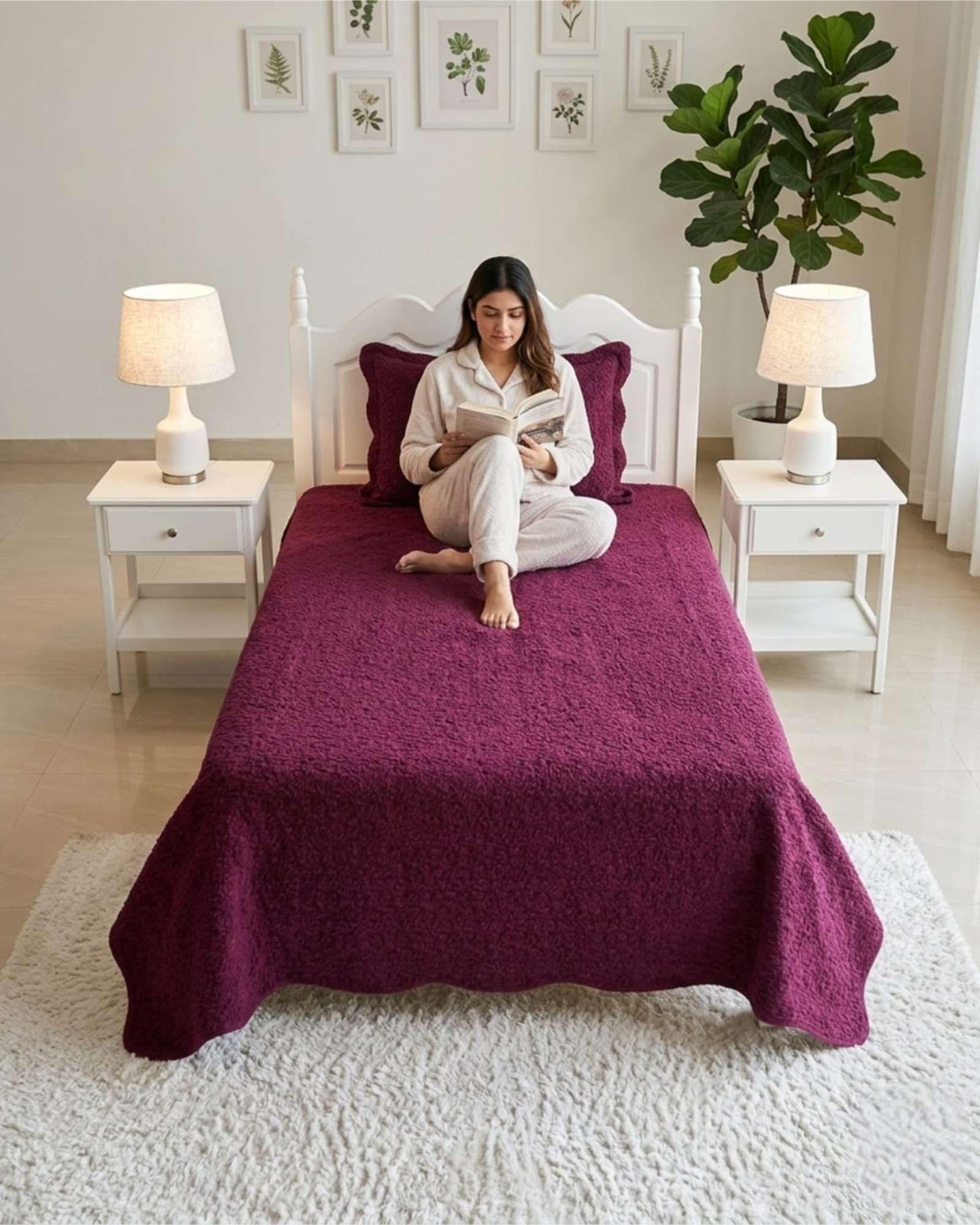 Cubrecama Quilt Verano Plaza y Media Delgado Texturizado Set Con Fundas a9-3