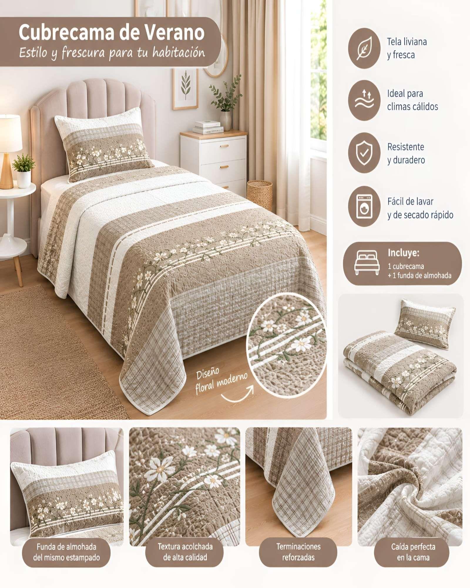 Set de Cubrecama y Funda de Almohada 1.5 plaza 180x230cm A19-4