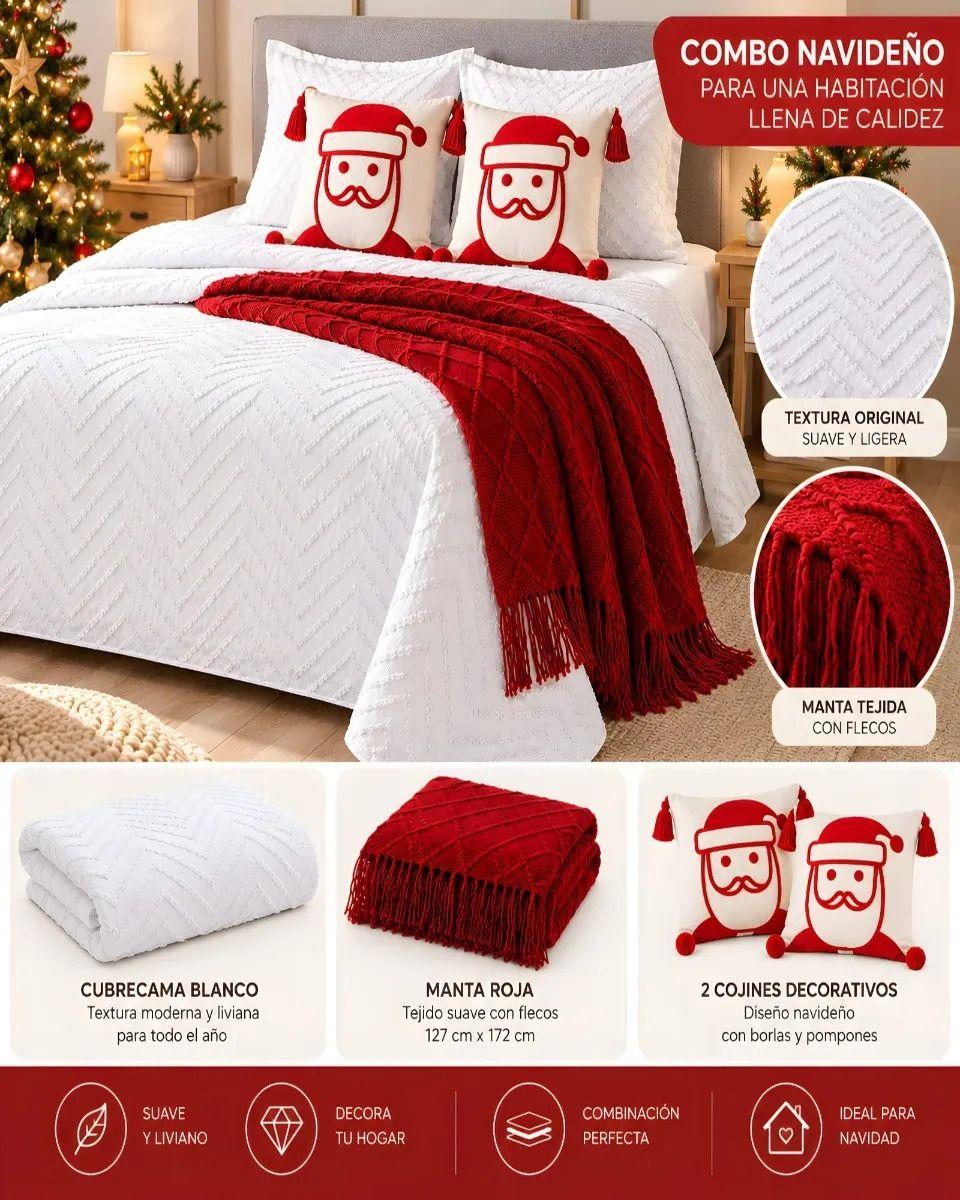 Cubrecama Texturizado Navideño con Manta King m22-3