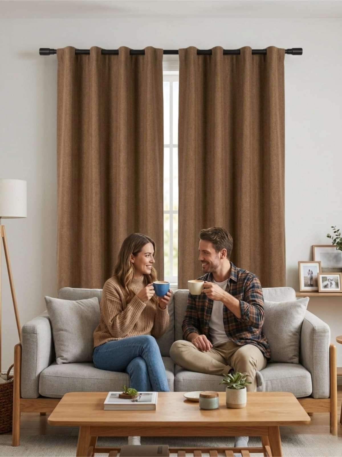 Set de Cortina Blackout mas vicillo 140x220 cm marron-1