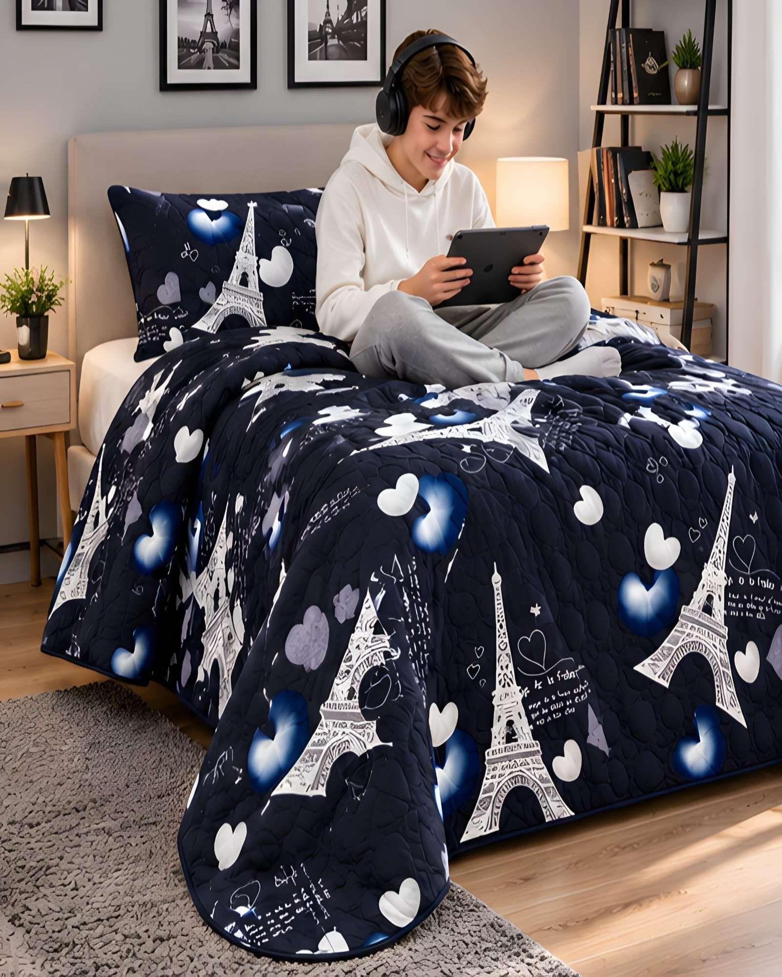 Quilt De Verano Ligero Y Fresco Plaza Y Media Reversible m1-2