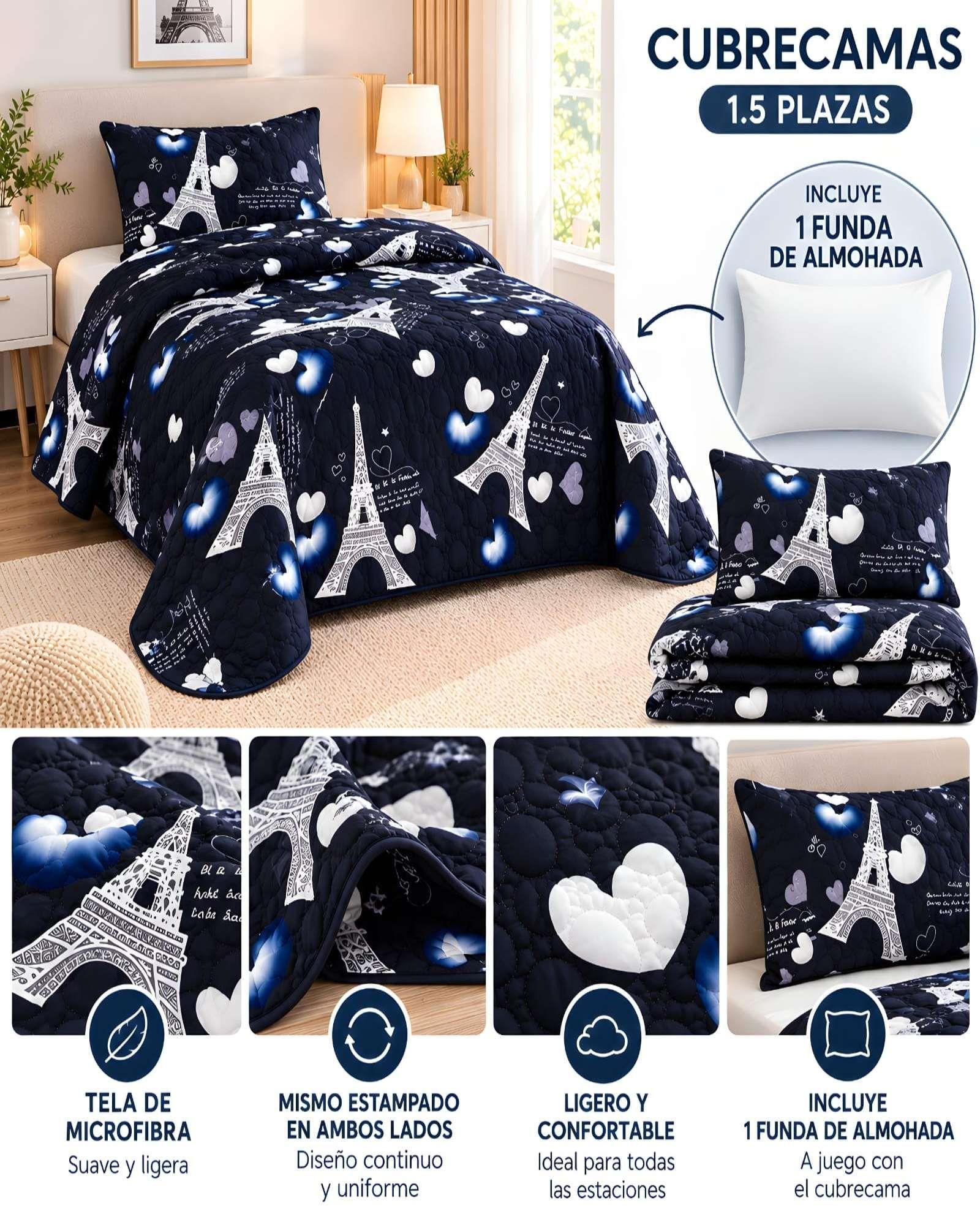 Quilt De Verano Ligero Y Fresco Plaza Y Media Reversible m1-4