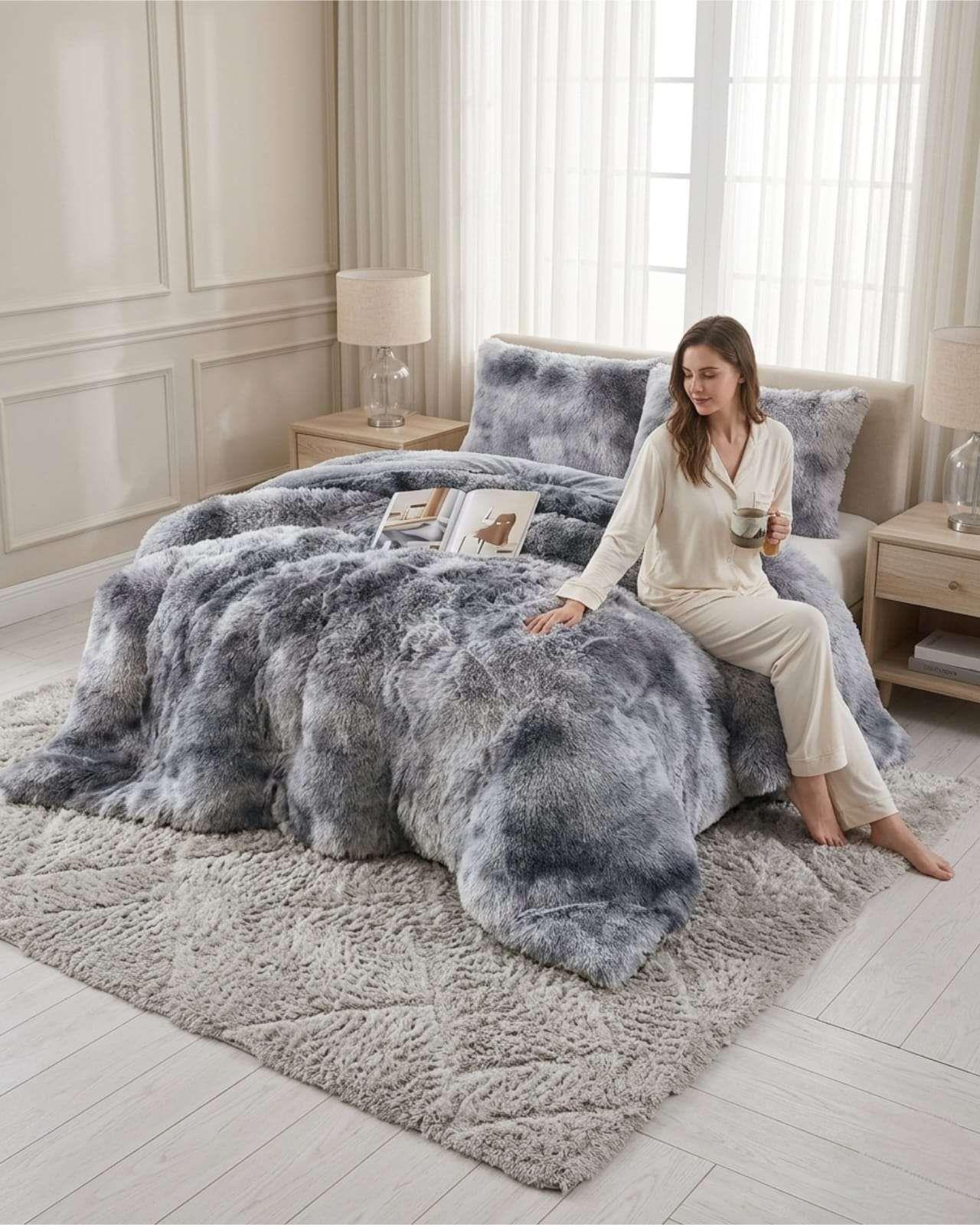 Cubre-Cama Shaggy con Chiporro – Textura Extra Suave 2 Plazas 01-1