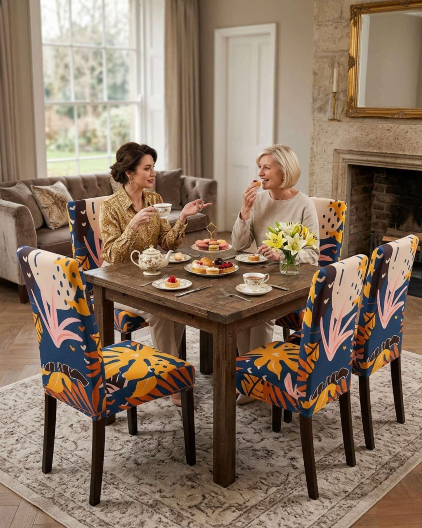 JUEGOS DE 6 FUNDAS PARA SILLAS  CON DISEÑO ELASTICO M5-2