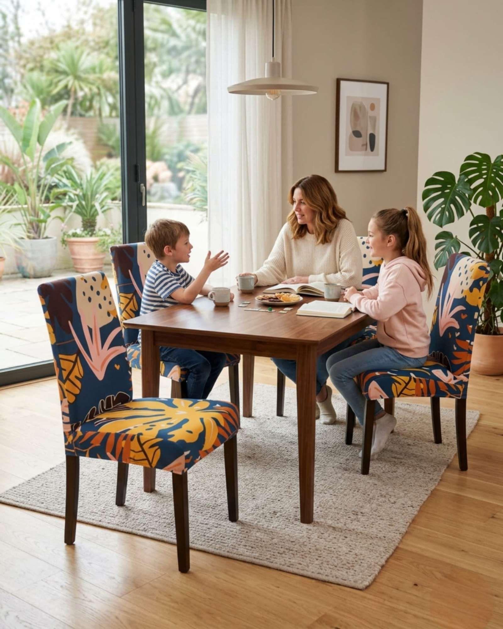 JUEGOS DE 6 FUNDAS PARA SILLAS  CON DISEÑO ELASTICO M5-4