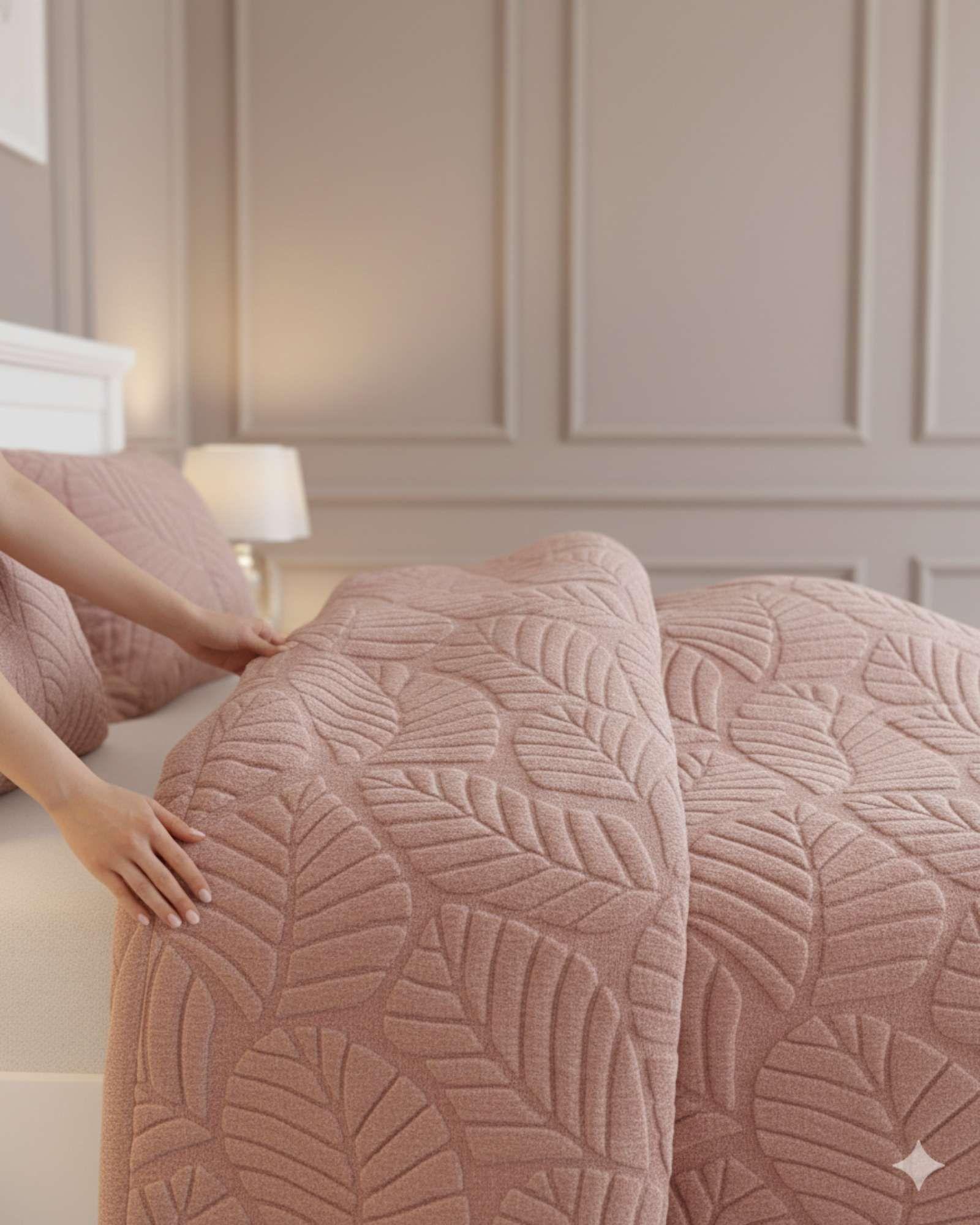 CUBRECAMA DE INVIERNO PREMIUM CON CHIPORRO 2 PLAZA ROSA -4