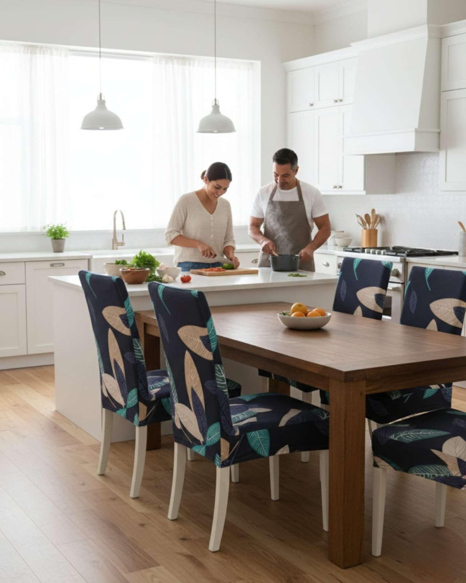 JUEGOS DE 6 FUNDAS PARA SILLAS  CON DISEÑO ELASTICO M26-2