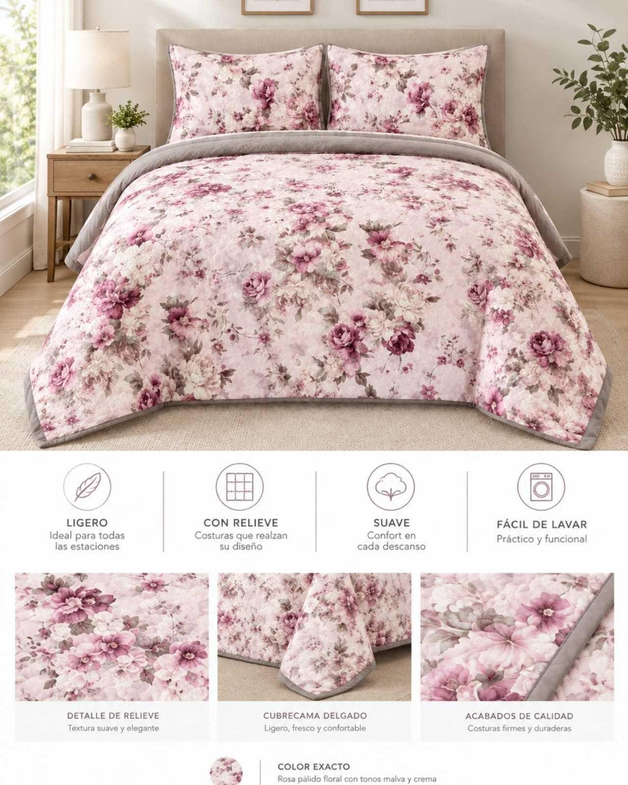 Cubrecamas Delgado 2 Plazas Mas Almohadas Ideal Para Verano m28-4