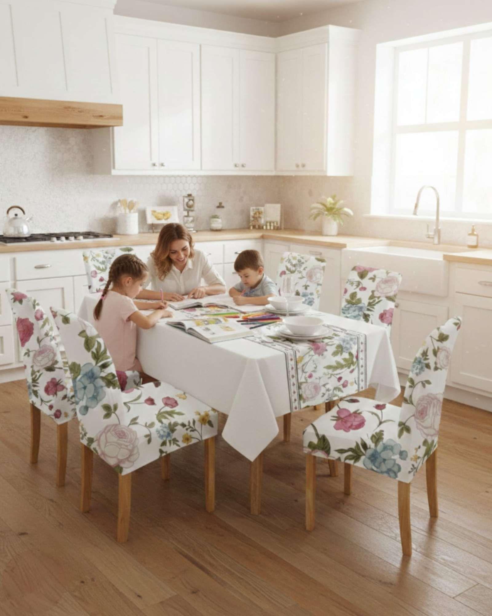 Juego De Mantel Antimanchas 140x220 + 6 Fundas De Silla 15-3