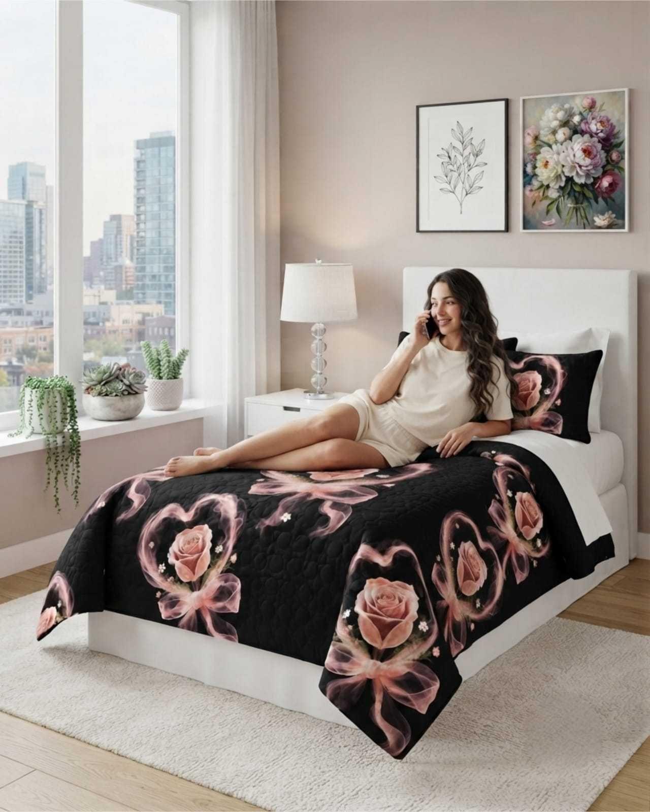 Cubrecamas Delgado 2 Plazas Mas Almohadas Ideal Para Verano m25-3