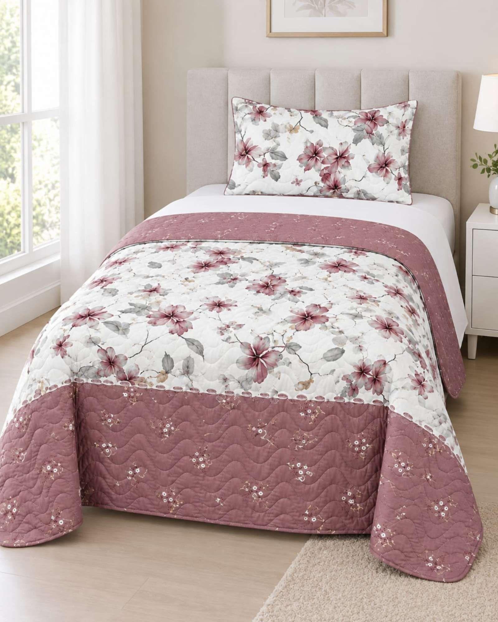 Juego Cubrecama Quilt Verano 1.5 Plazas + Juego De Sábanas 01-2