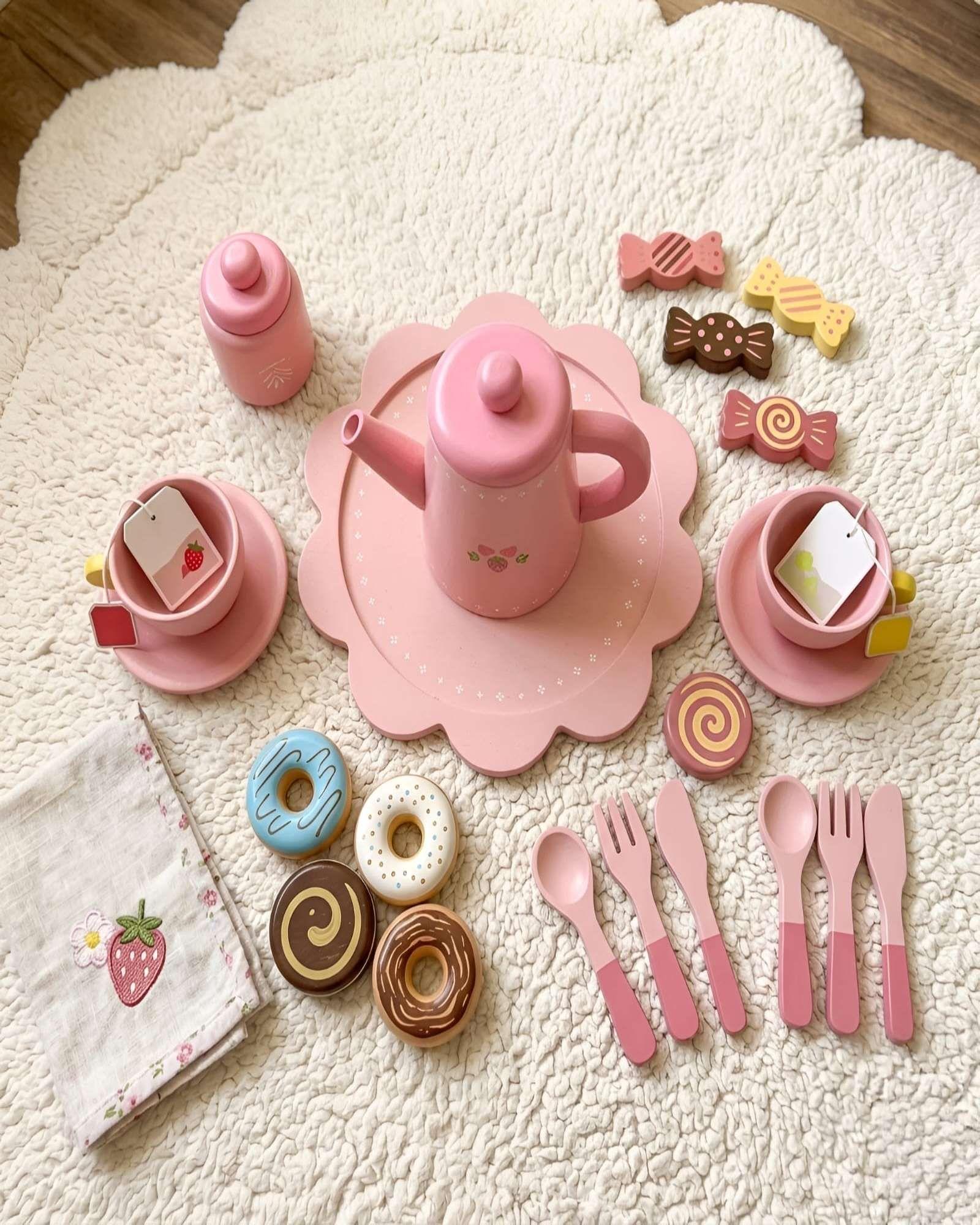 Set de Té de Madera Infantil - Juego de Té y Pastelería con Accesorios-3