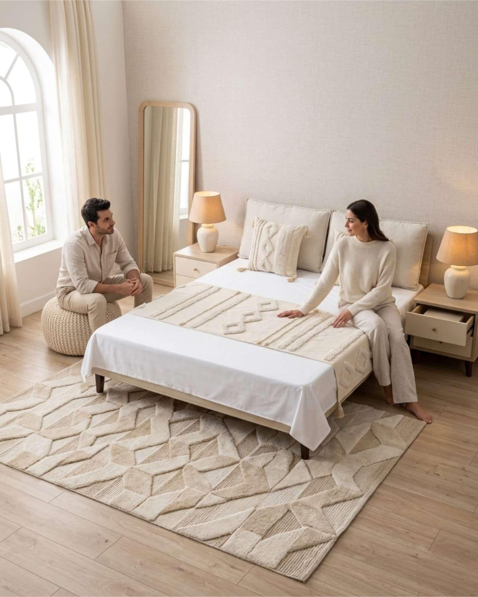 Piecera De Cama Boho Manta Tejida Decorativa P5-1