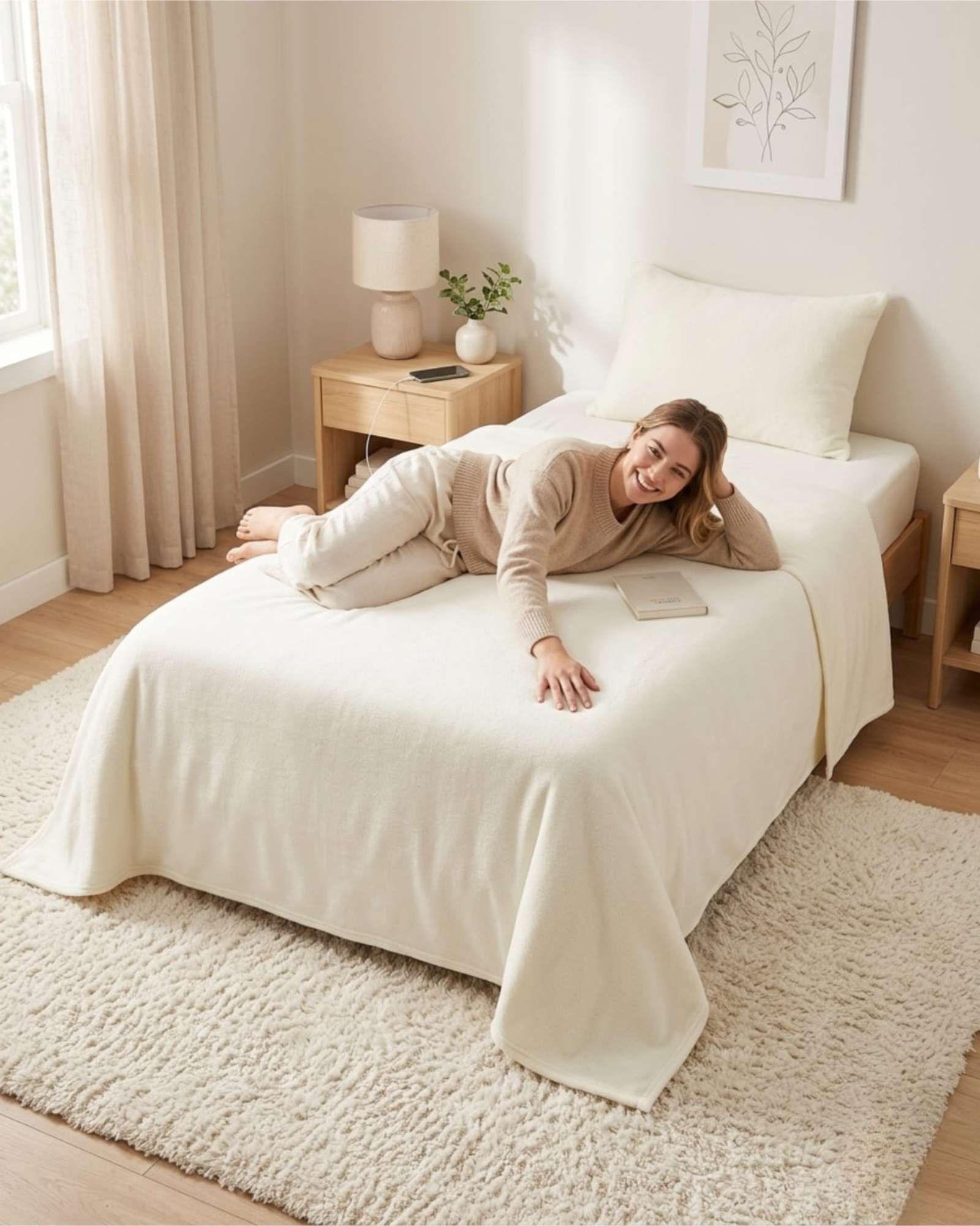 Sábanas Térmicas de polar Esponjosa 1.5 Plazas Tacto Suave beige-1