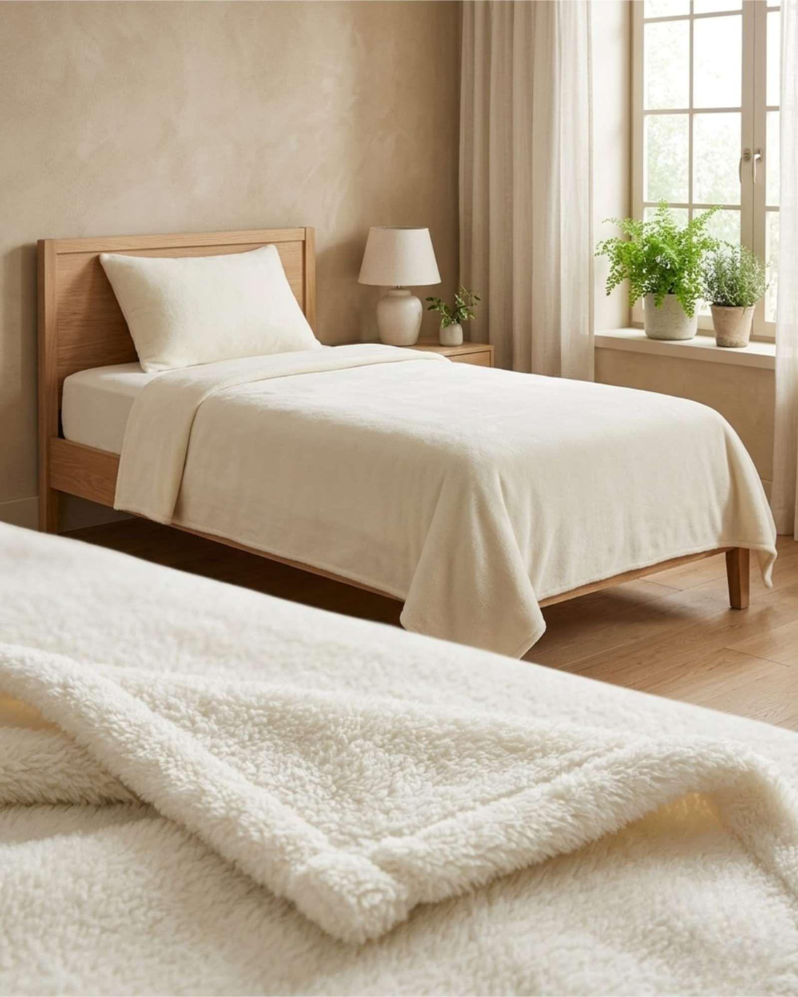 Sábanas Térmicas de polar Esponjosa 1.5 Plazas Tacto Suave beige-3