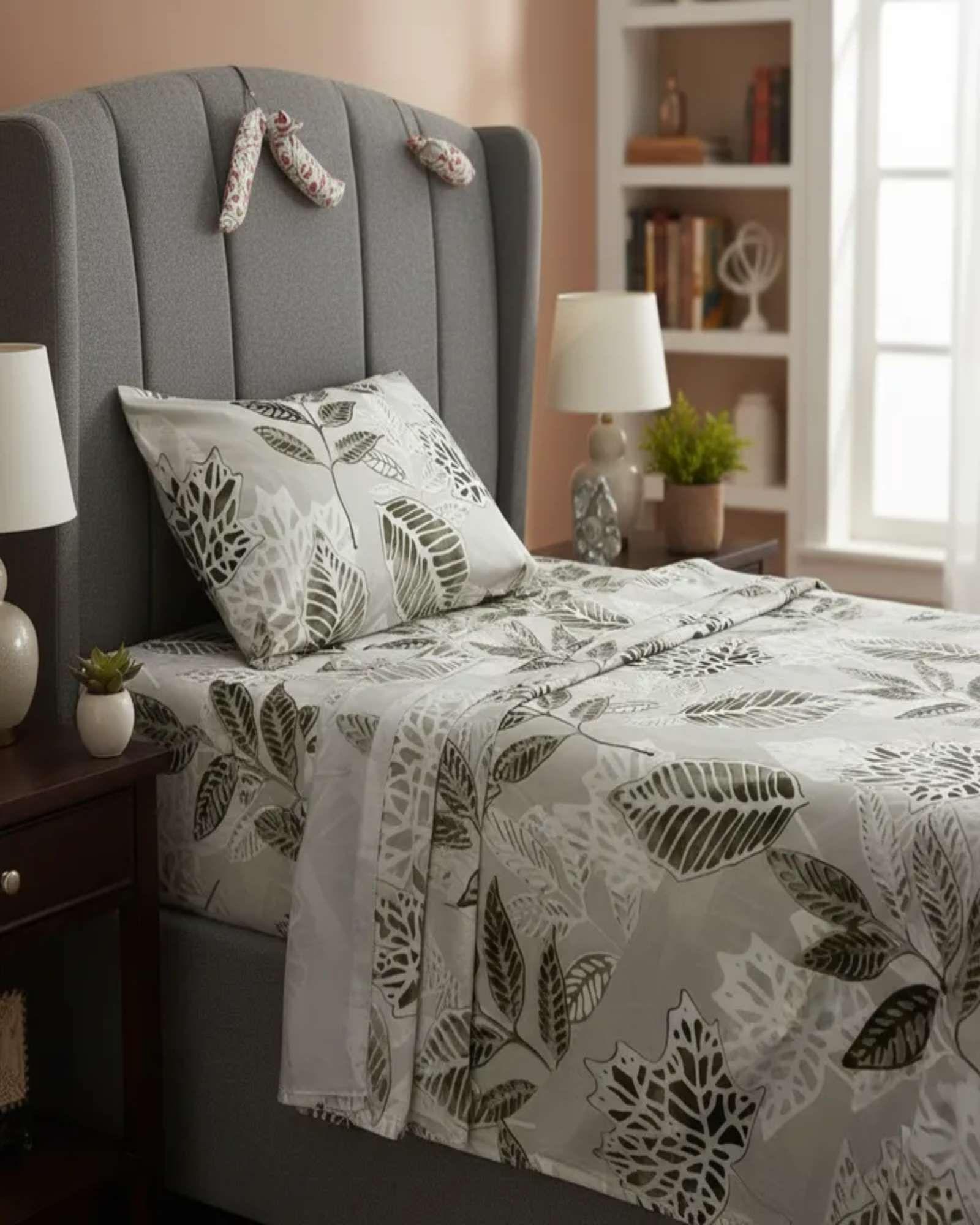 Sábanas plaza y media Adulto hojas-3