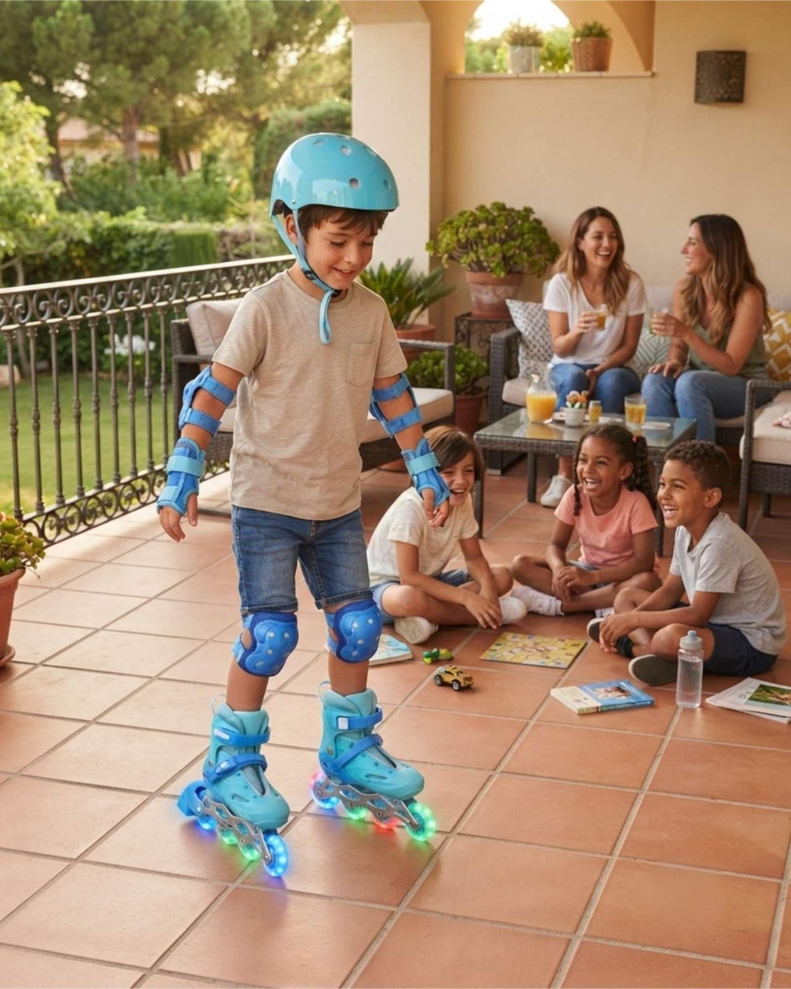 Kit De Patines En Linea Ajustables Talla M Con Kit De Proteccion m2-0