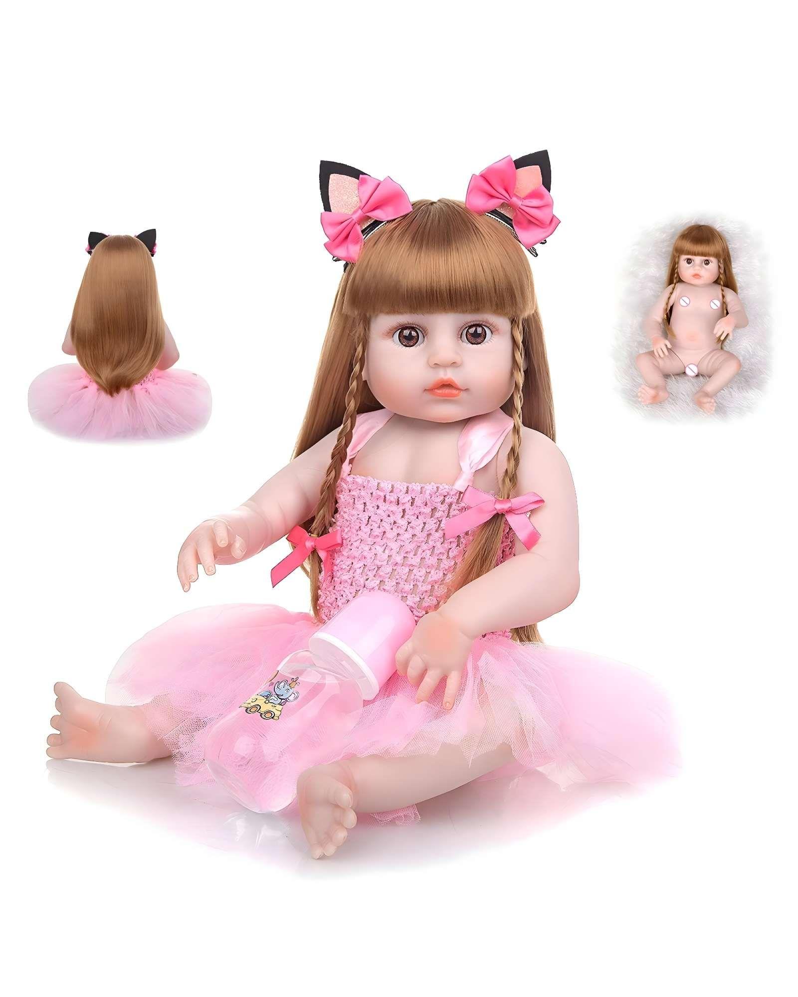 Muñeca infantil bebé realista silicona rosado-2