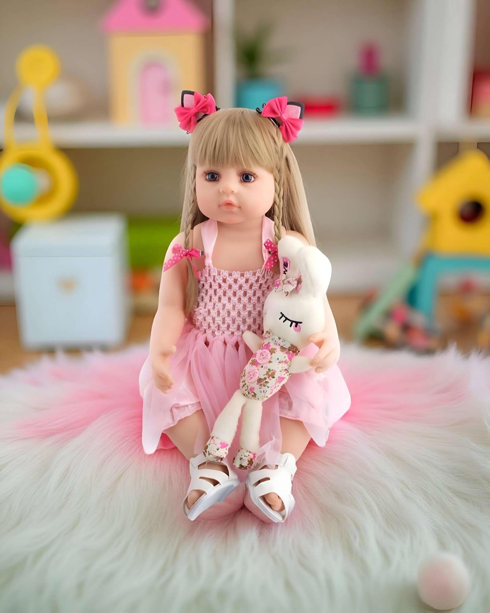 Muñeca infantil bebé realista silicona rosado-3