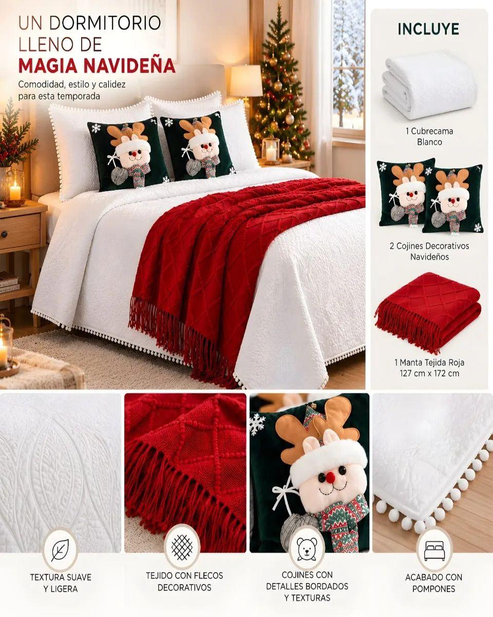 Cubrecama Texturizado Navideño con Manta King m12-3