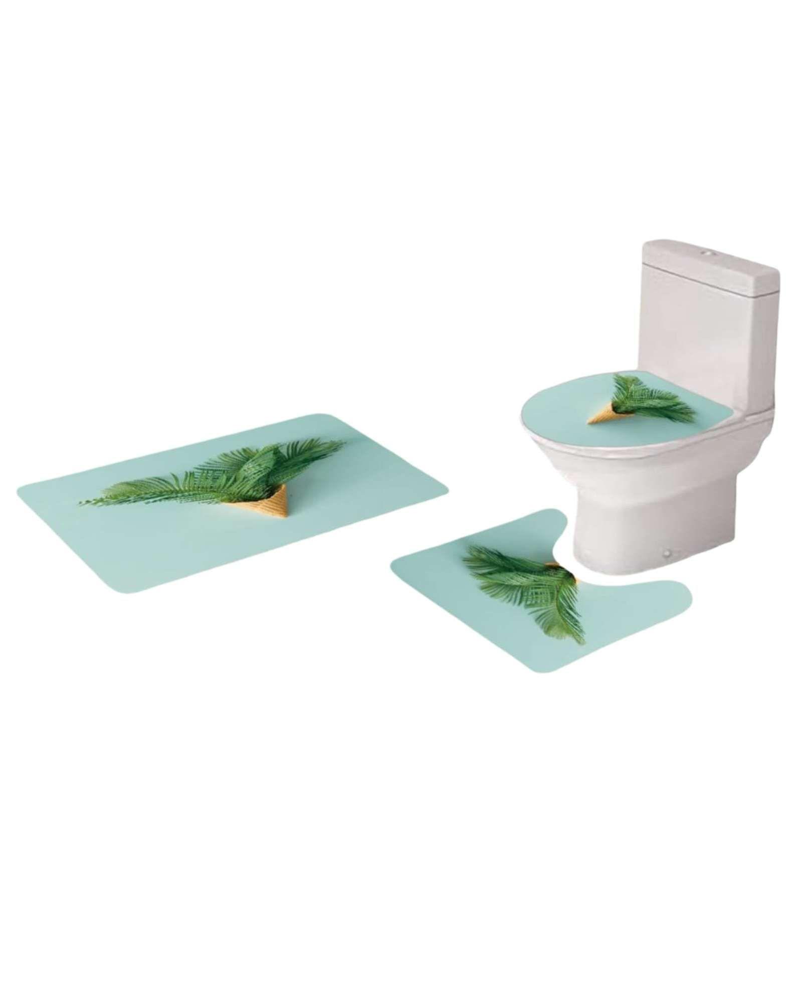 Juego 5 piezas con Cortina de baño de Tela Poliéster y  Forro de Ducha de Plástico J-9-4