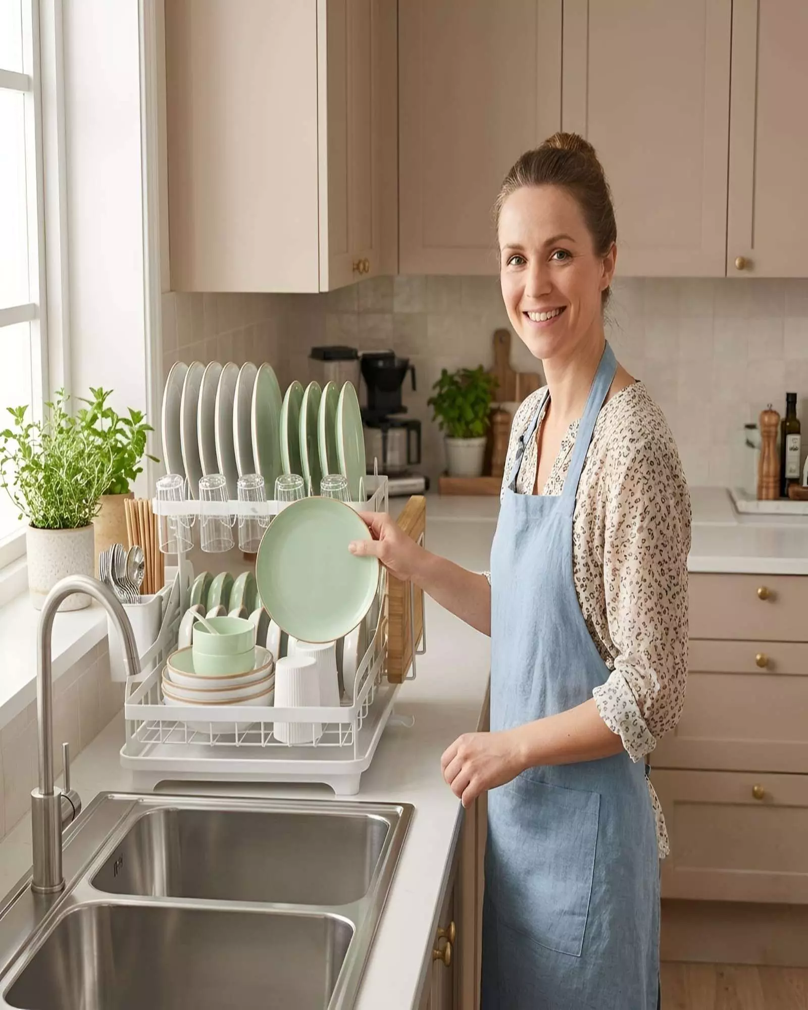Escurridor de Platos de 2 Niveles Organización Inteligente para tu Cocina 02-3