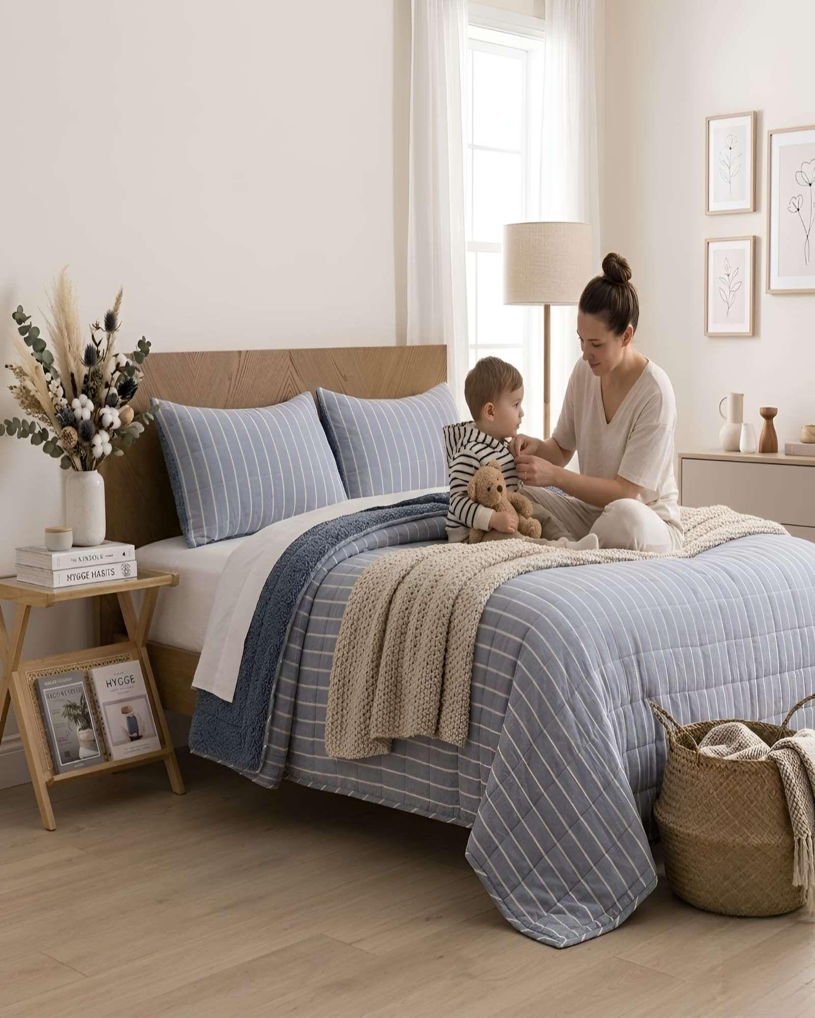 Quilt 2 Plazas Palma Cationic Con Sherpa Para Invierno m2-3
