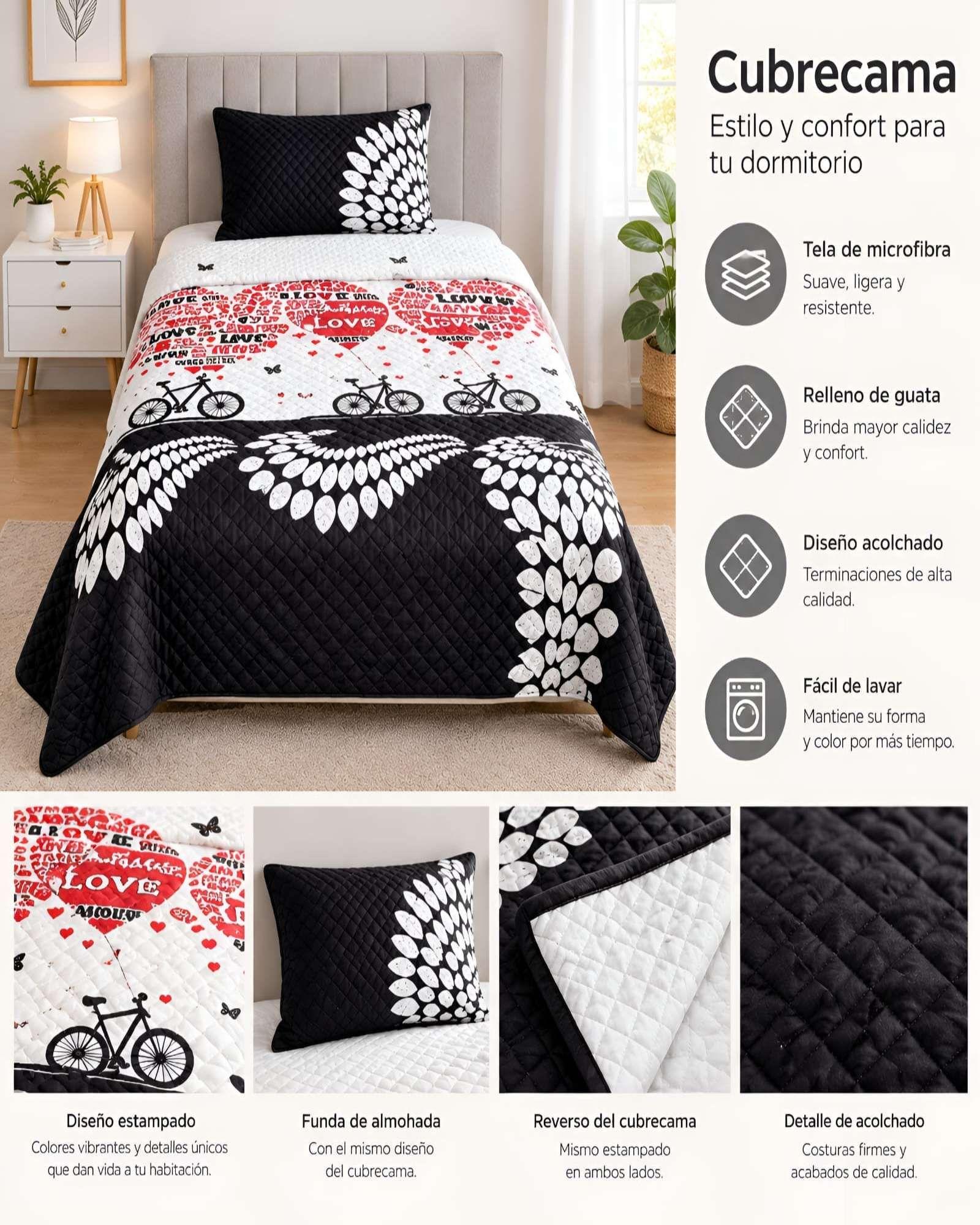 Set de Cubrecama y Funda de Almohada 1.5 plaza 180x230cm A26-3