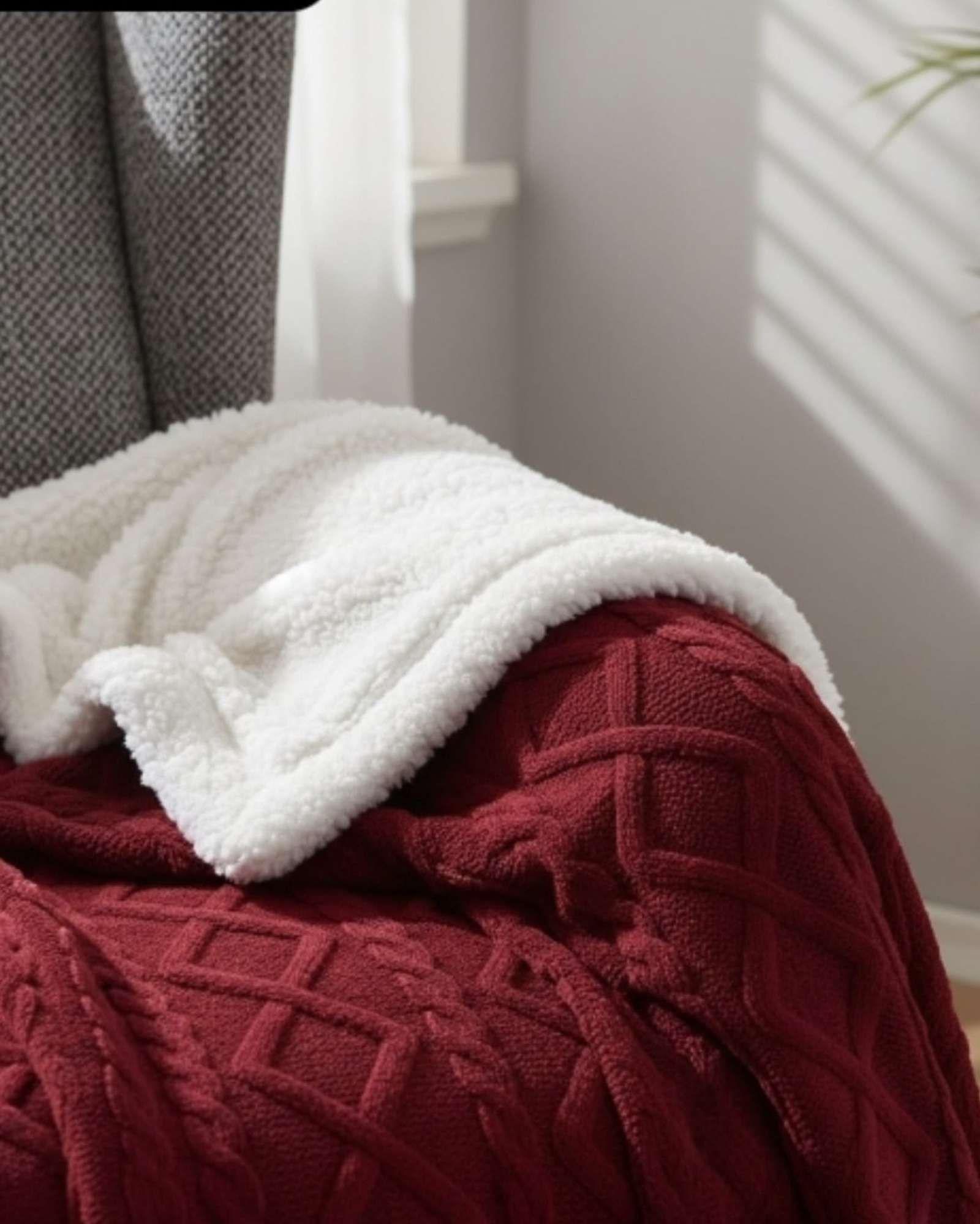 Frazada Manta Polar Sherpa Térmica 2 plaza burdeo-2