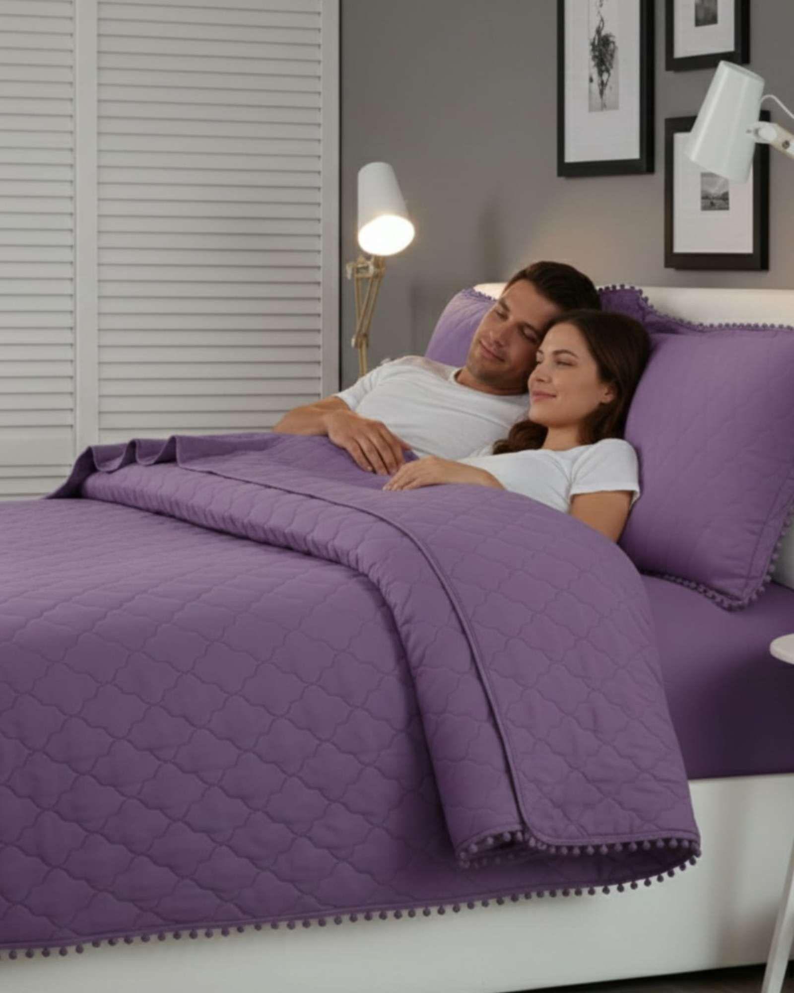 Cobertores de Verano-Primavera con Diseño de Pompon (2 plazas) rosado-3