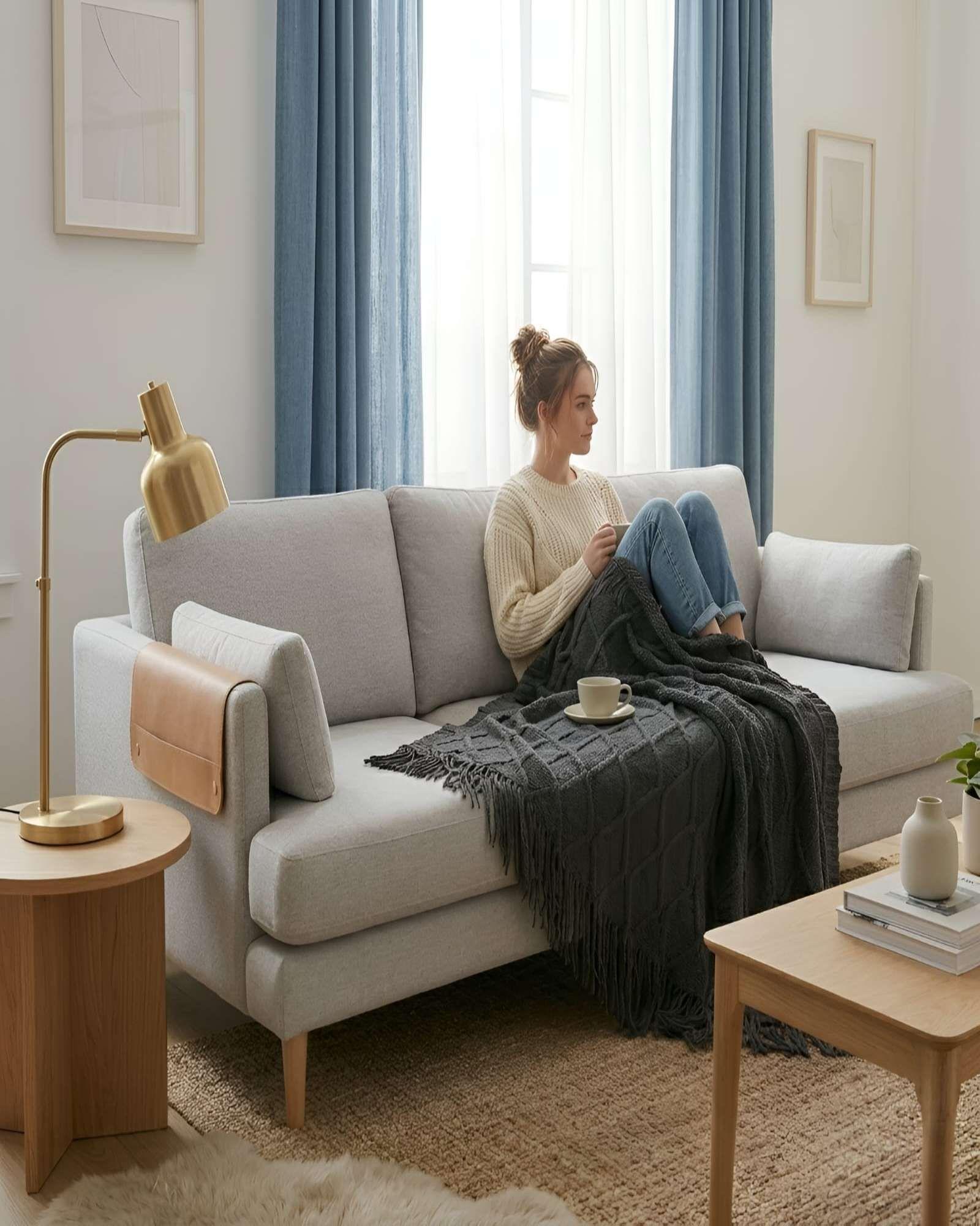 Set de 2 Mantas Pieceras De Sillón Y Cama Tejidas Rombos A2-2