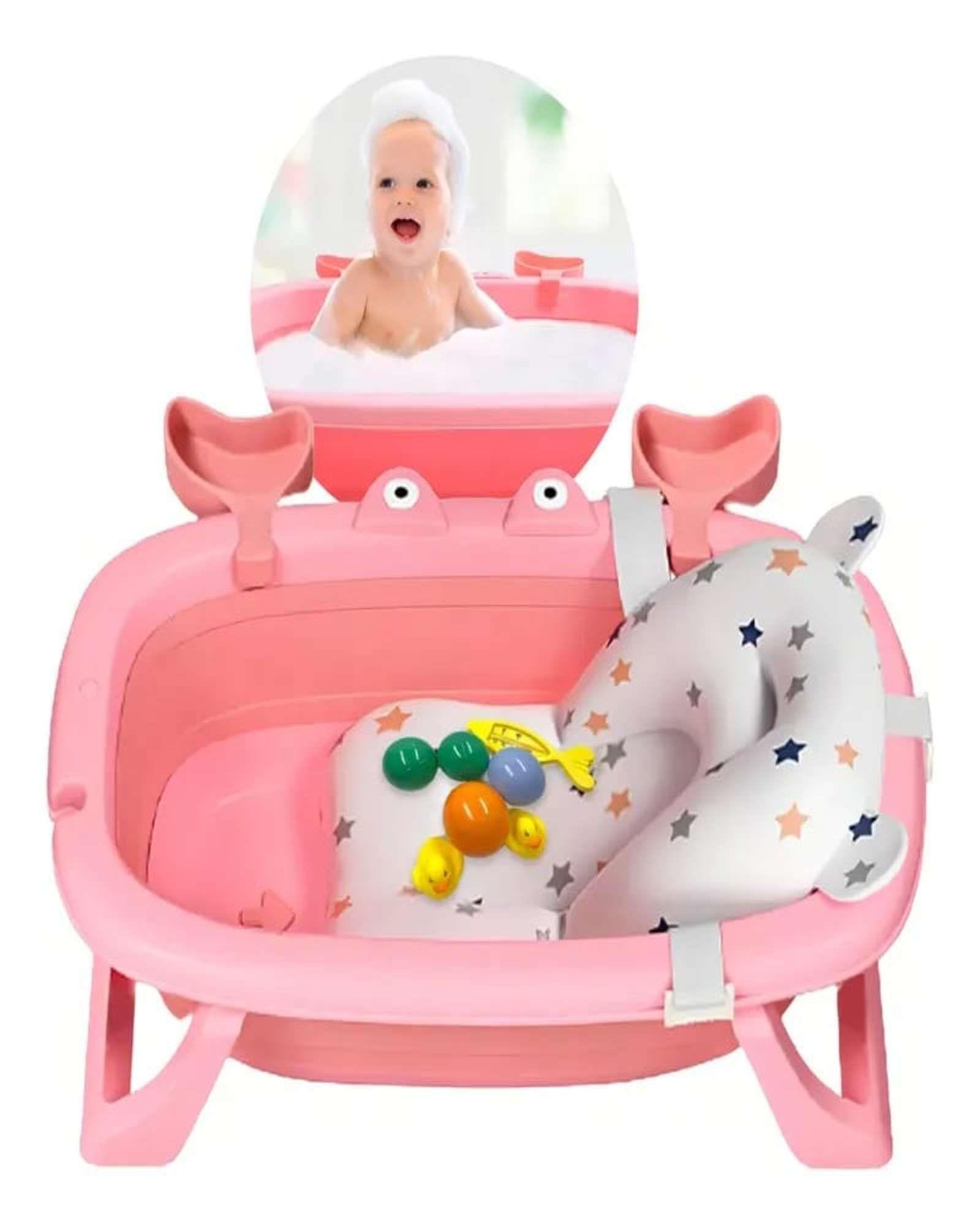 BAÑERA TINA BEBE PLEGABLE PLEGABLE CANGREJO ROSA-2