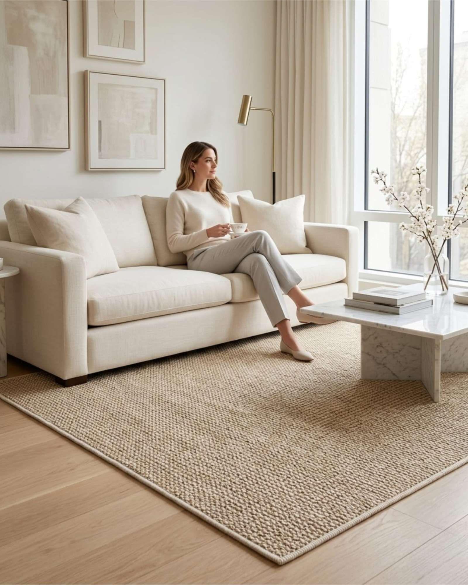 Alfombra Resistente Tejida cuadrada modelo Piña 200X240 beige-1