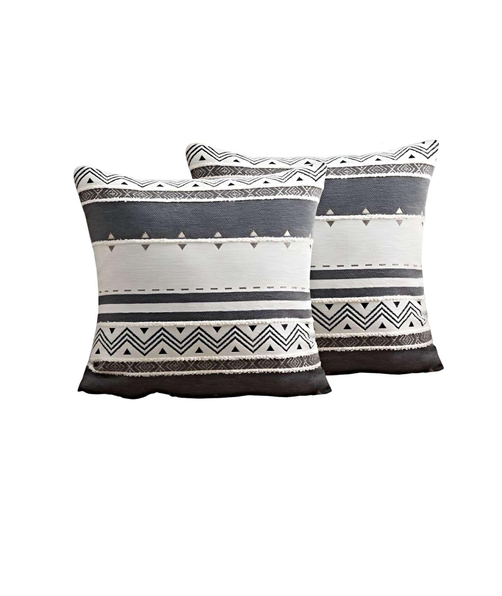 JUEGO DE 2 FUNDAS DE COJINES DISEÑO CHENILLE MANDALA A1-1