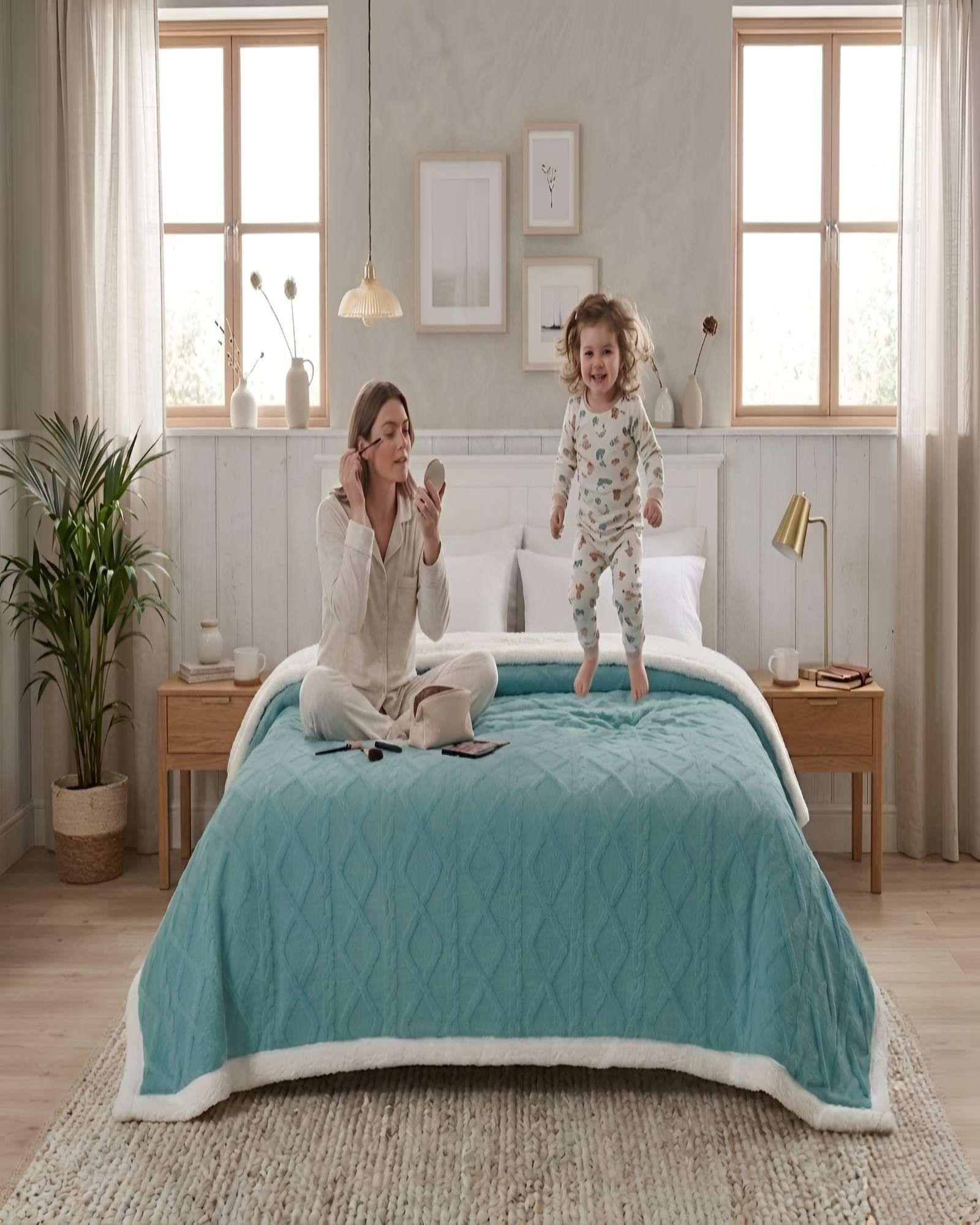Frazada Sherpa Premium Con Diseño De Diamantes 2 plazas m6-2