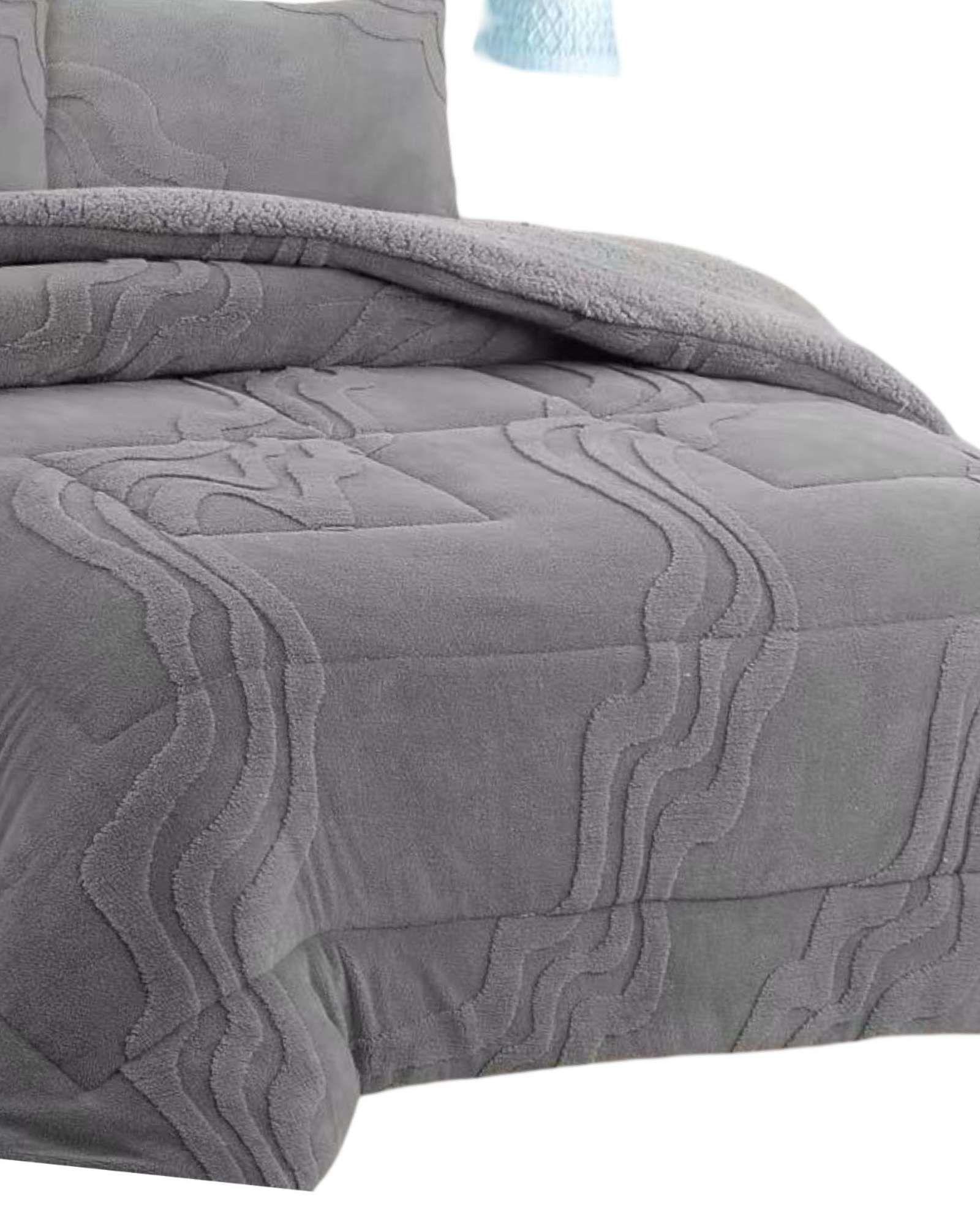 CUBRECAMA DISEÑO 2025 CON CHIPORRO SUPER KING 250 CM X 270 CM GRIS-1