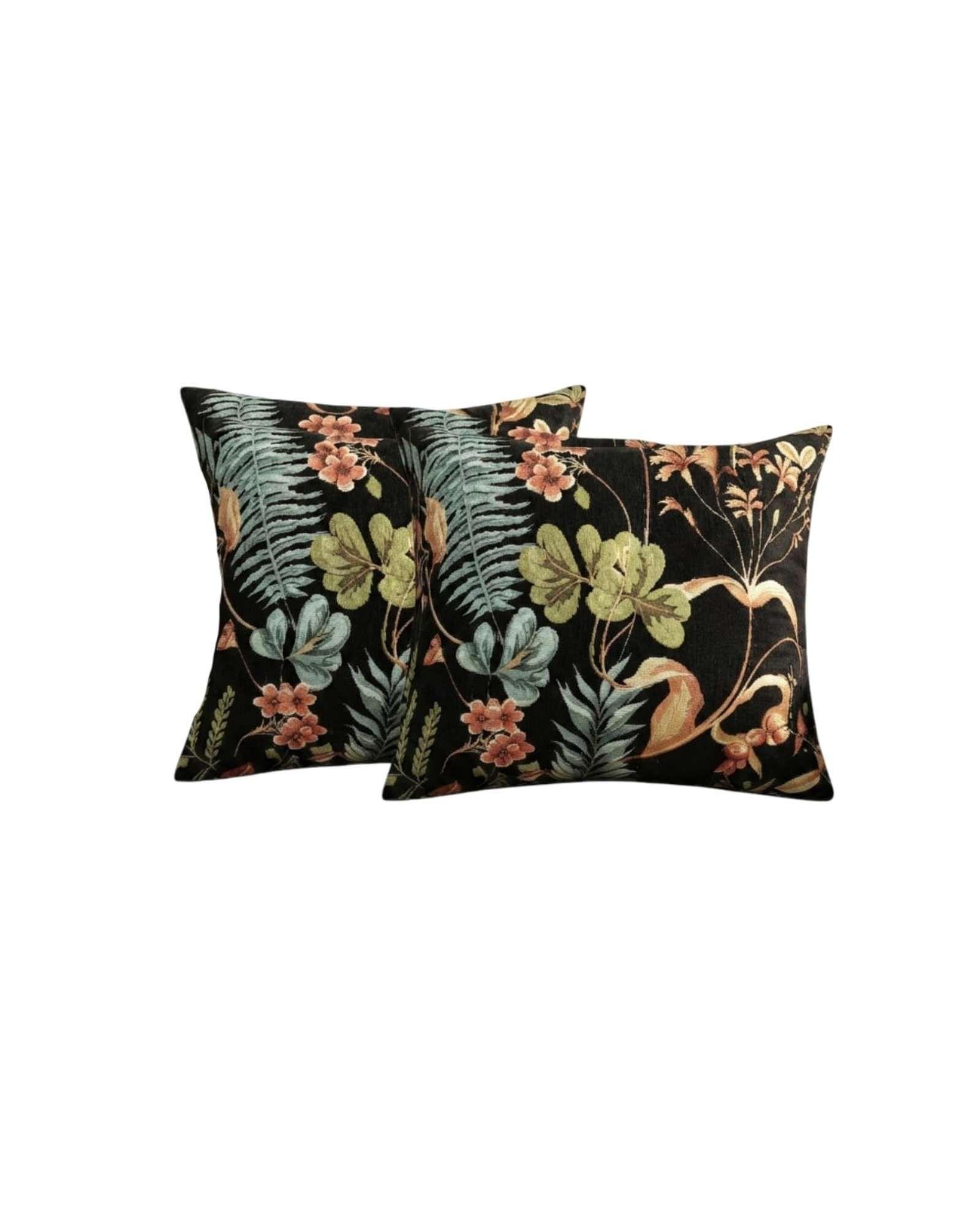 Set x2 Fundas de Cojín Decorativas Jacquard Botánico 45x45 cm 01-5