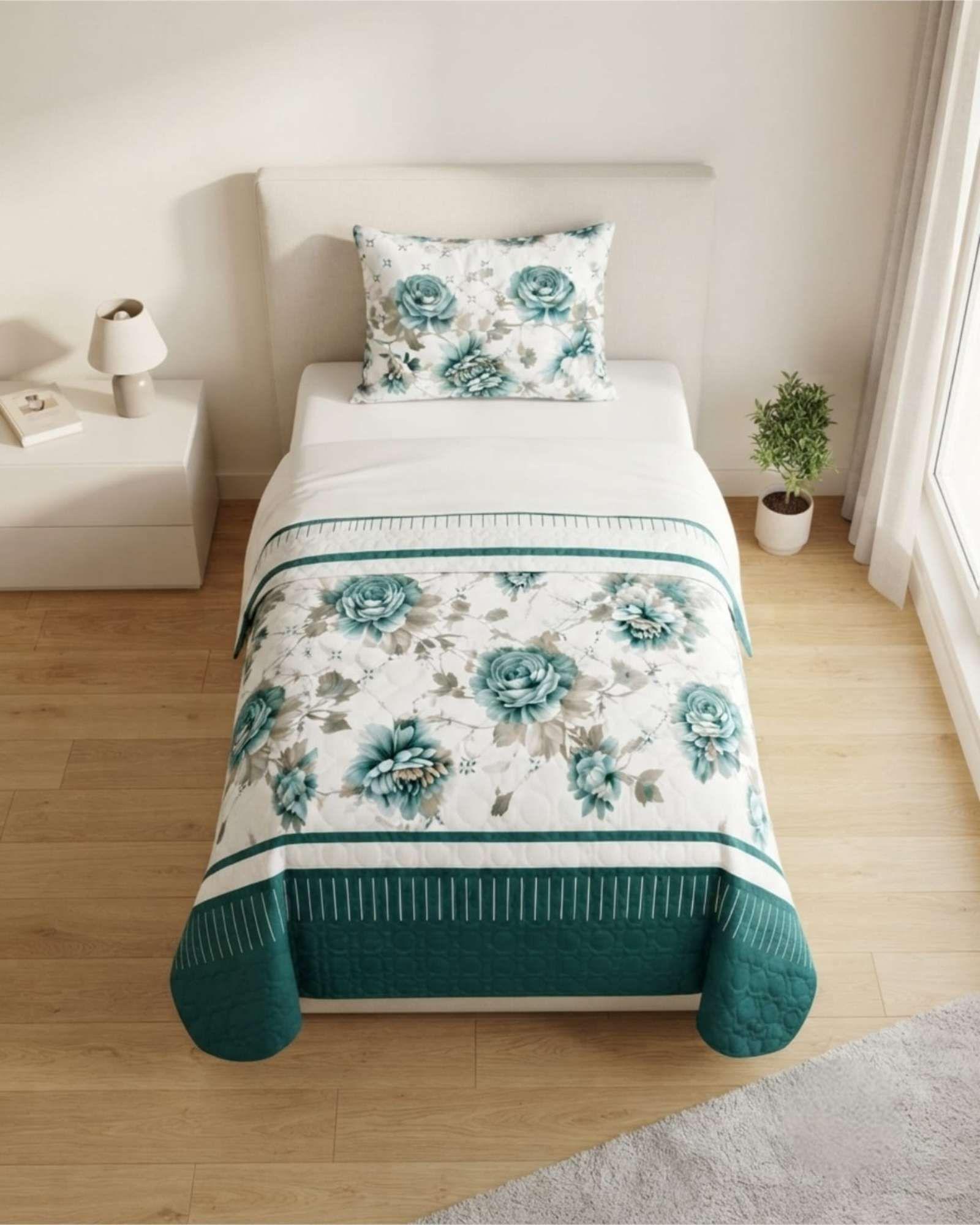 Juego Cubrecama Quilt Verano 1.5 Plazas + Juego De Sábanas 03-1