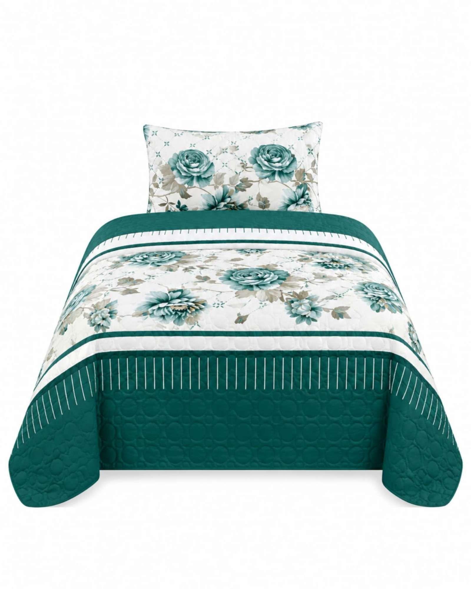 Juego Cubrecama Quilt Verano 1.5 Plazas + Juego De Sábanas 03-5