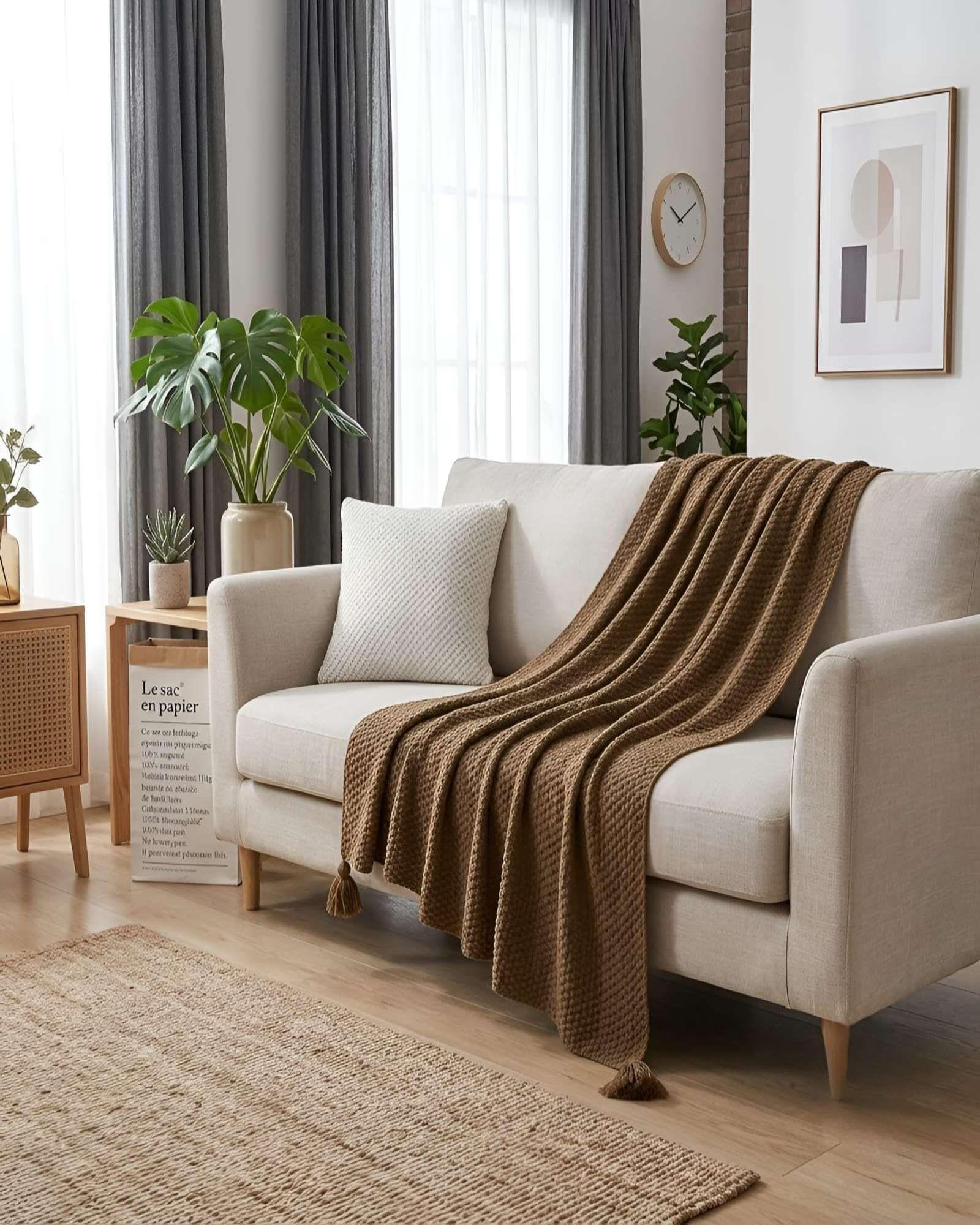 Manta Decorativa Borlas Frazada Cobertor Sillon Cama 130x150 C3-2