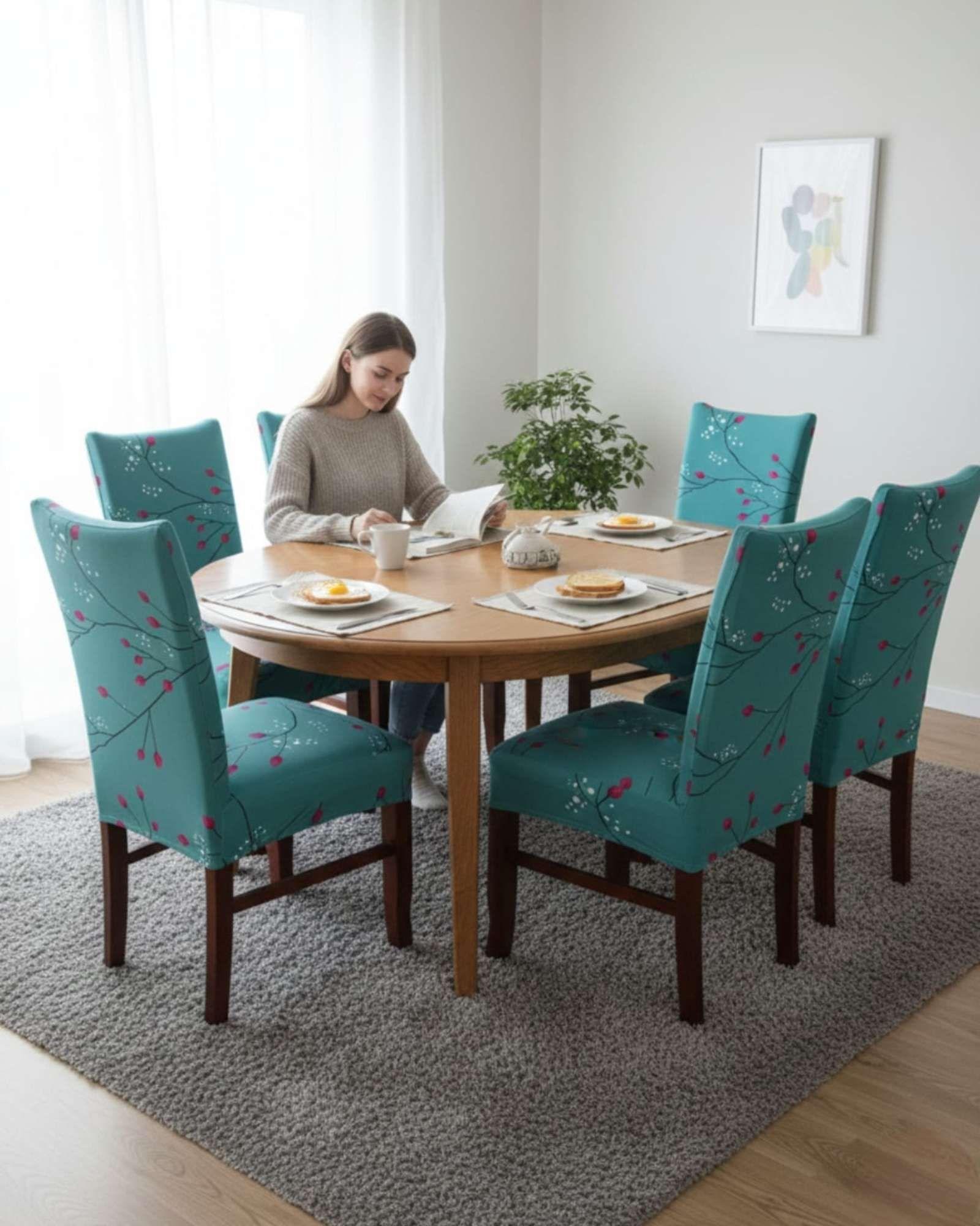 JUEGOS DE 6 FUNDAS PARA SILLAS  CON DISEÑO ELASTICO M24-3