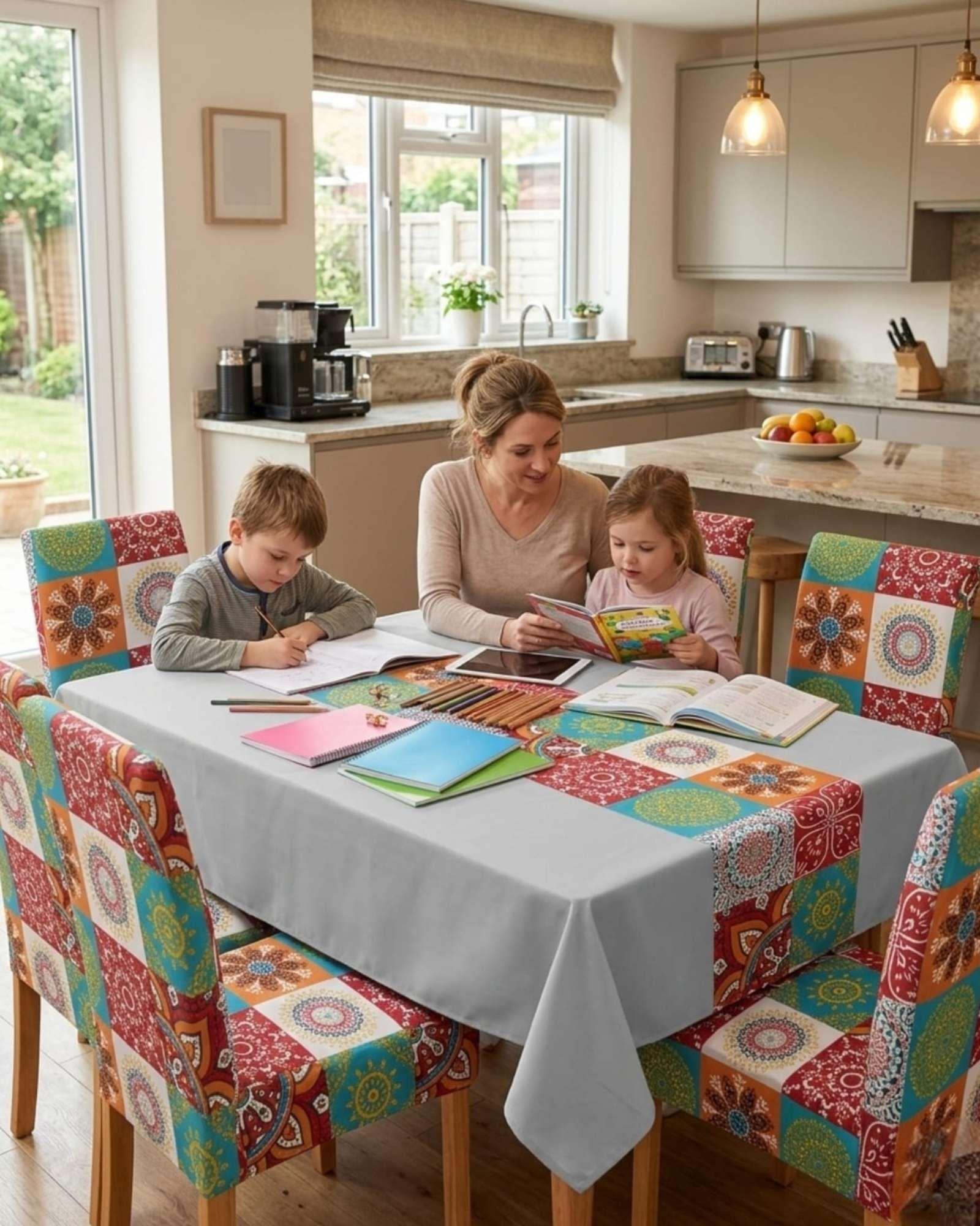 Juego De Mantel Antimanchas 140x220 + 6 Fundas De Silla 08-2