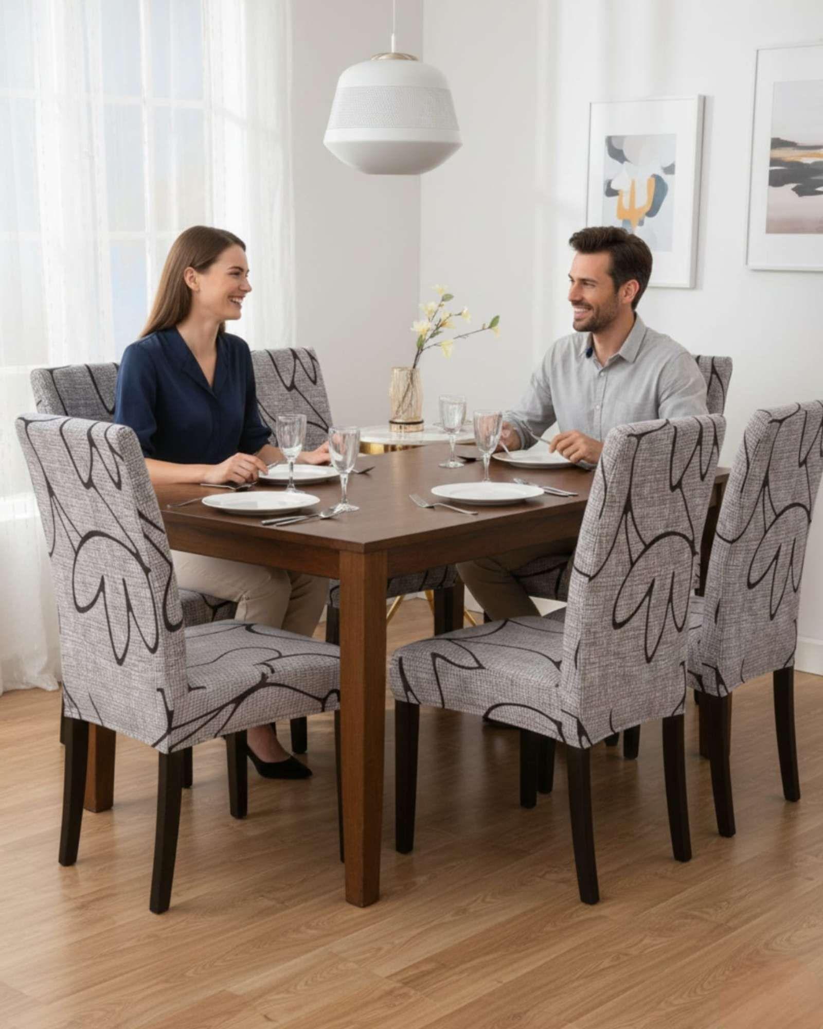 JUEGOS DE 6 FUNDAS PARA SILLAS  CON DISEÑO ELASTICO M29-3