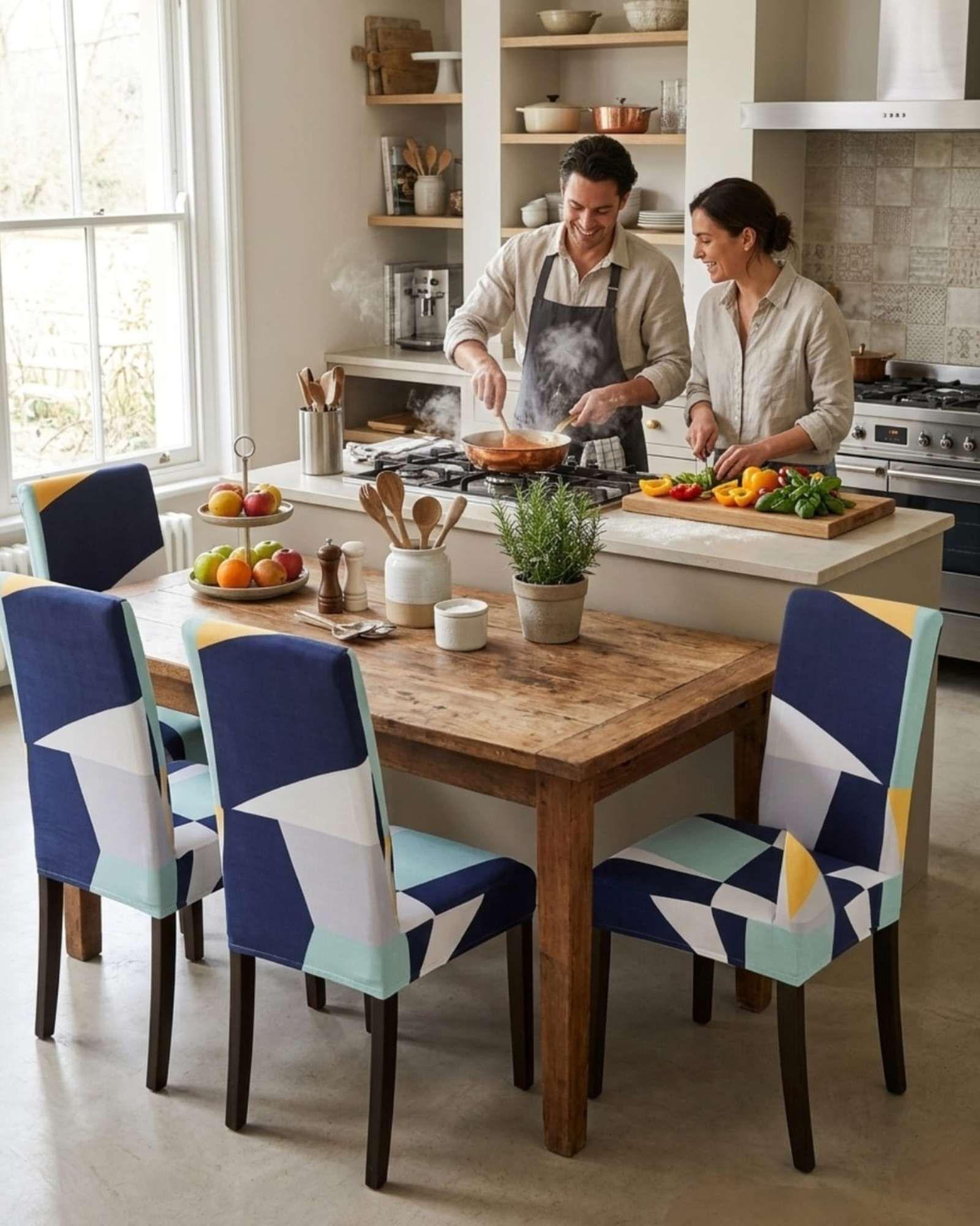 JUEGOS DE 6 FUNDAS PARA SILLAS  CON DISEÑO ELASTICO M1-4